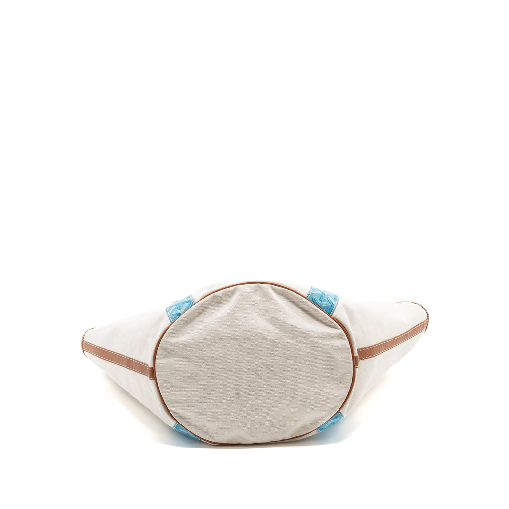 GOYARD BELHARRA BIARRITZ GOYARDLINE CANVAS LIGHT BLUE REVERSIBLE TOTE
