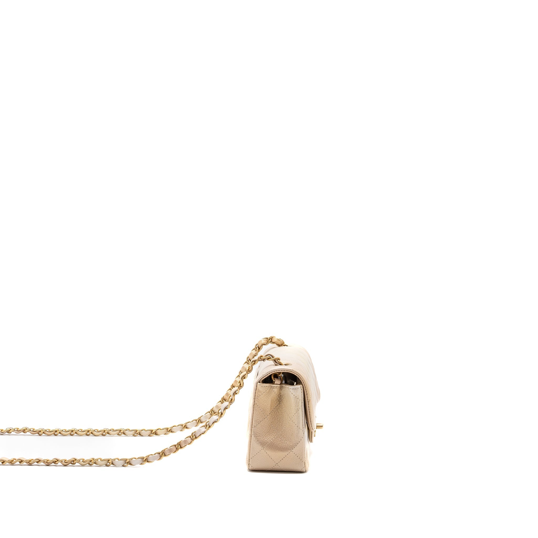 CHANEL 22C MINI RECTANGULAR FLAP BAG GOATSKIN OMBRÉ BEIGE BRUSHED GHW (MICROCHIP)