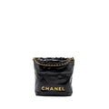 CHANEL MINI 22 BAG SHINY CALFSKIN BLACK GHW (MICROCHIP)