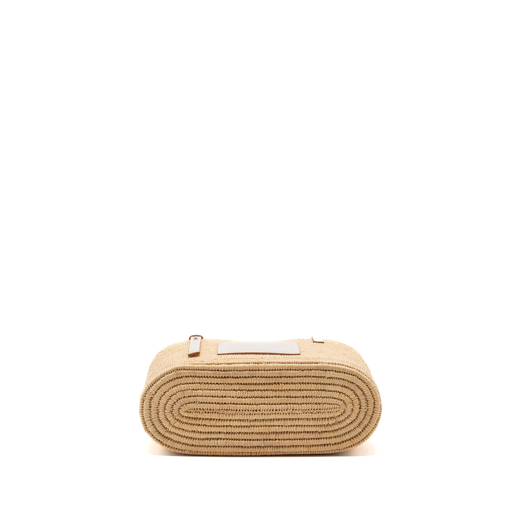 LOEWE SMALL SQUARE BASKET BAG RAFFIA/CALFSKIN WHITE SHW