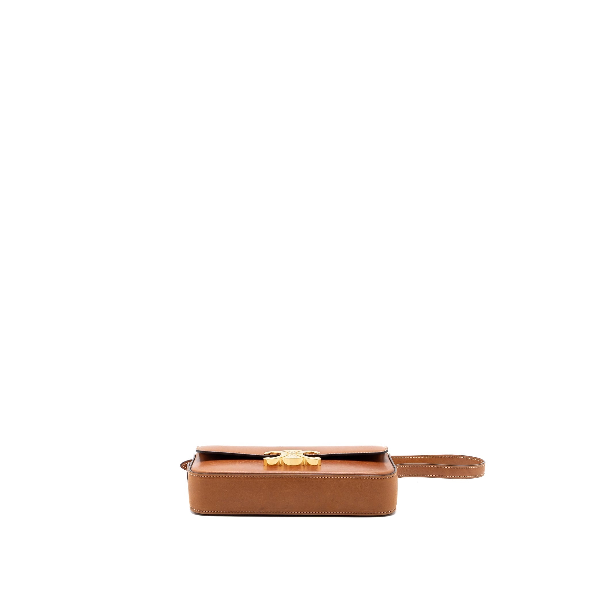 CELINE TRIOMPHE SHOULDER BAG NATURAL CALFSKIN TAN GHW