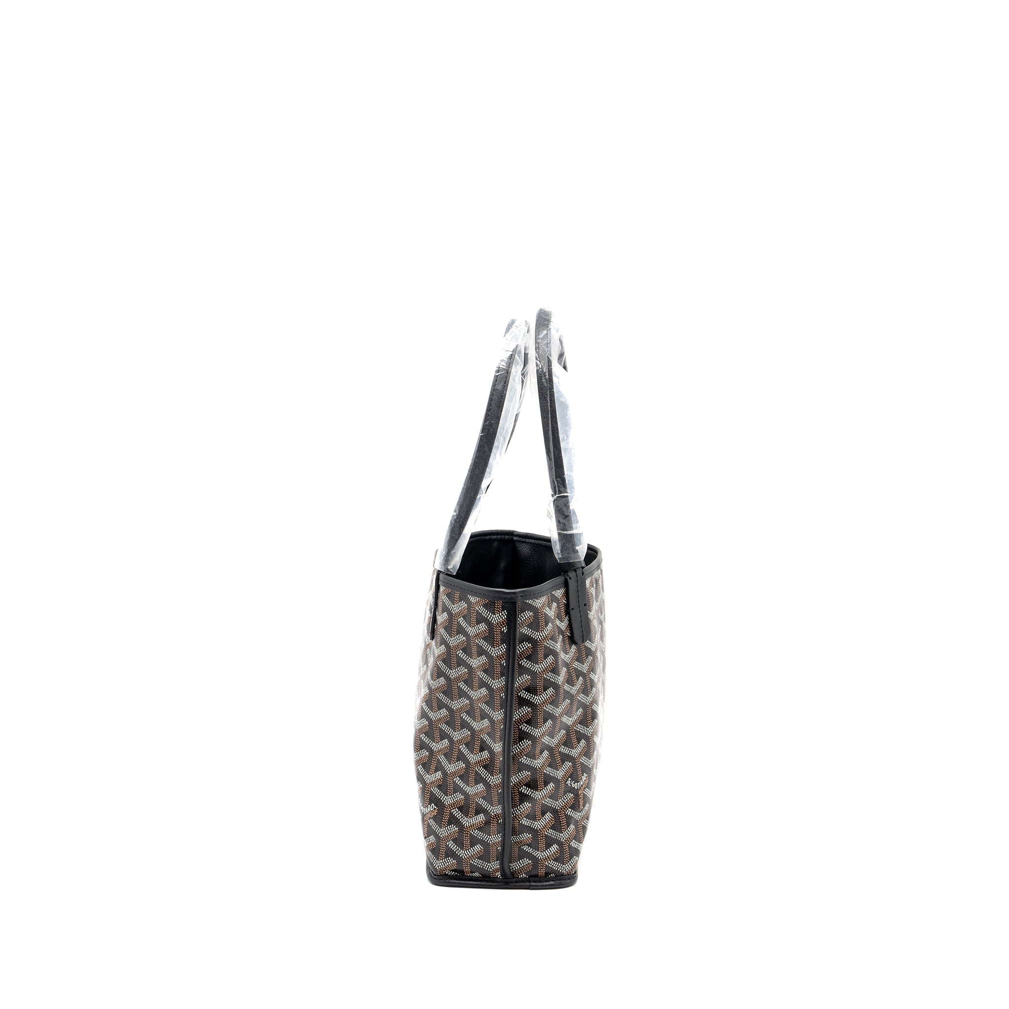 GOYARD ANJOU MINI TOTE BAG GOYARDINE CANVAS/CALFSKIN BLACK SHW