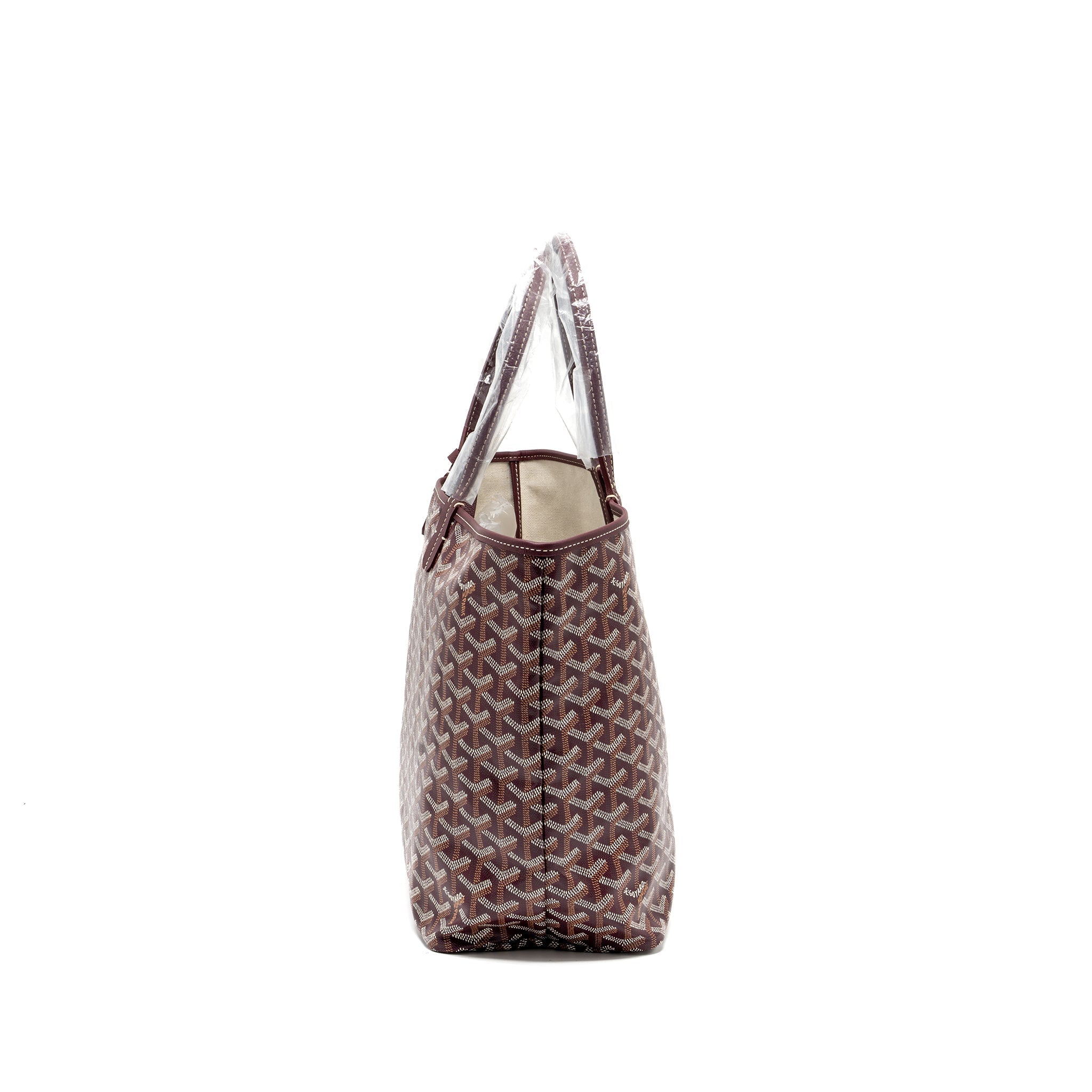 GOYARD SAINT LOUIS PM TOTE BAG GOYARDLINE CANVAS/CALFSKIN BURGUNDY SHW