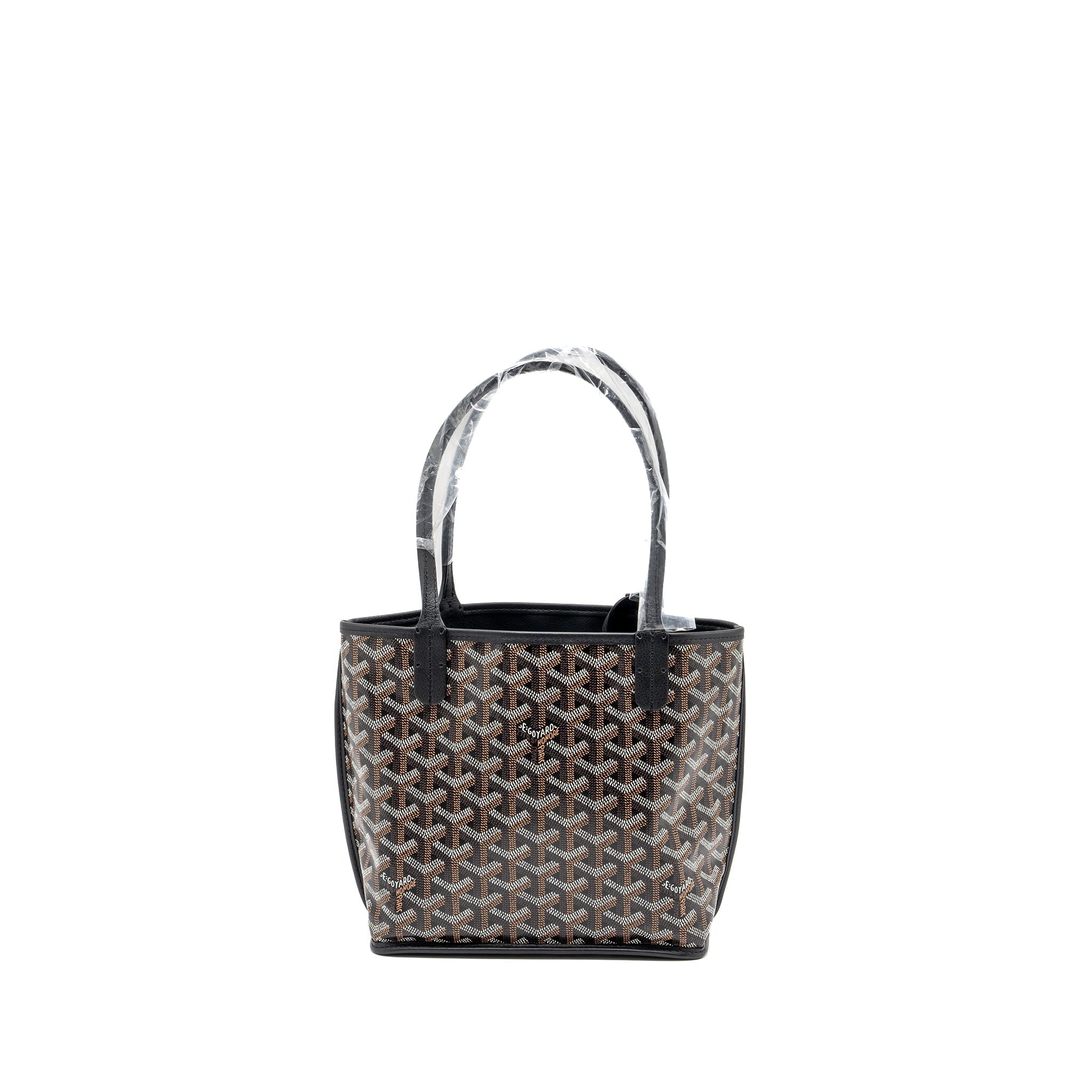 GOYARD ANJOU MINI TOTE BAG GOYARDINE CANVAS/CALFSKIN BLACK SHW
