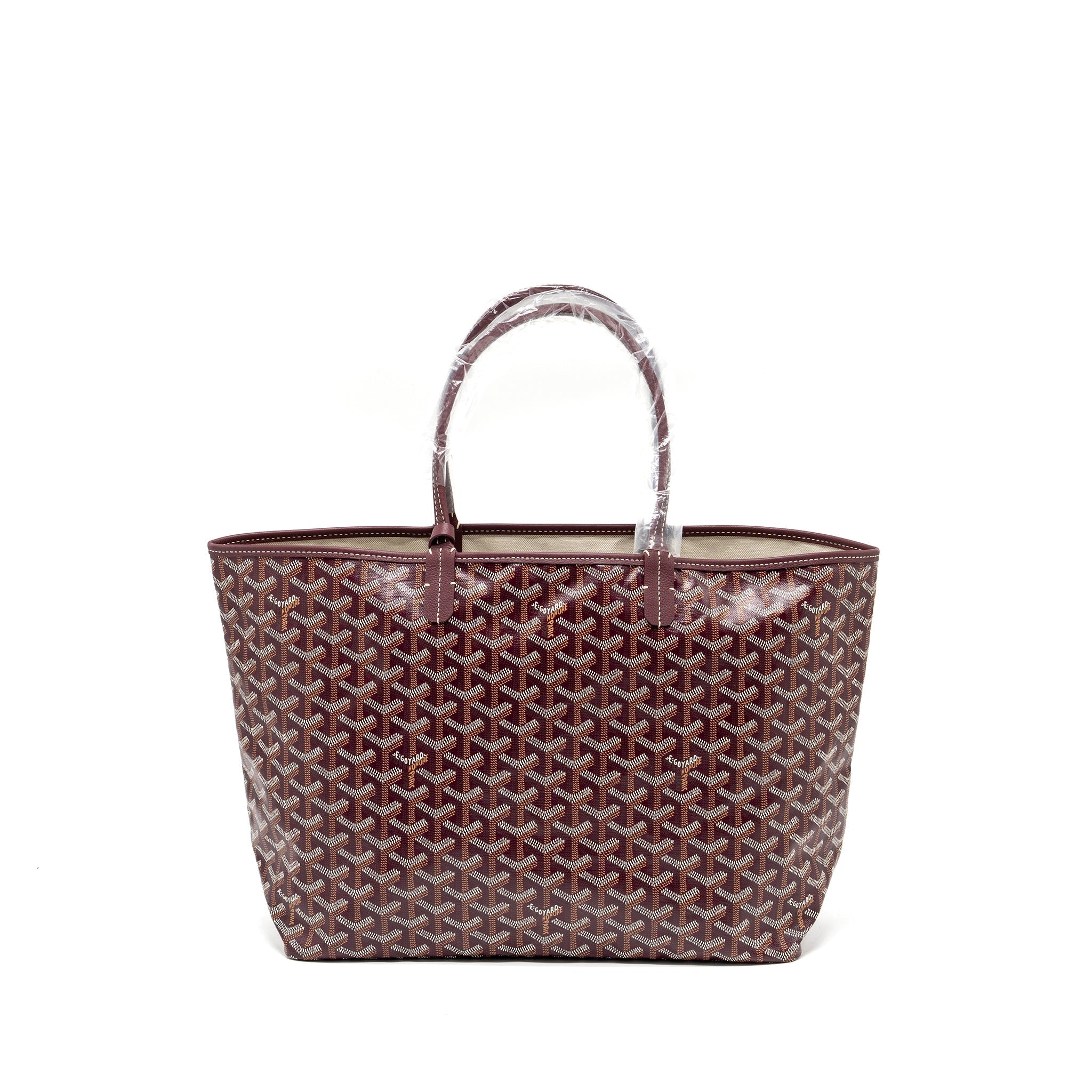 GOYARD SAINT LOUIS PM TOTE BAG GOYARDLINE CANVAS/CALFSKIN BURGUNDY SHW