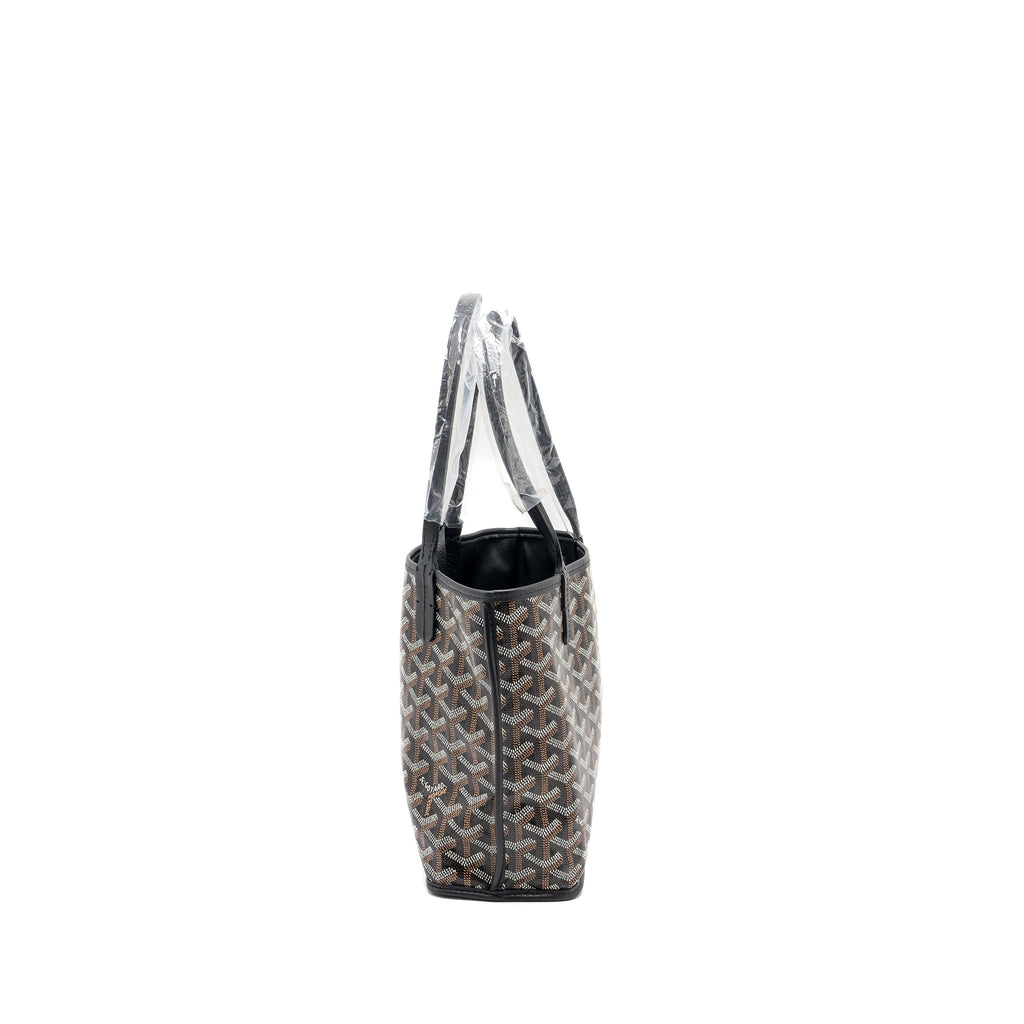 GOYARD ANJOU MINI TOTE BAG GOYARDINE CANVAS/CALFSKIN BLACK SHW