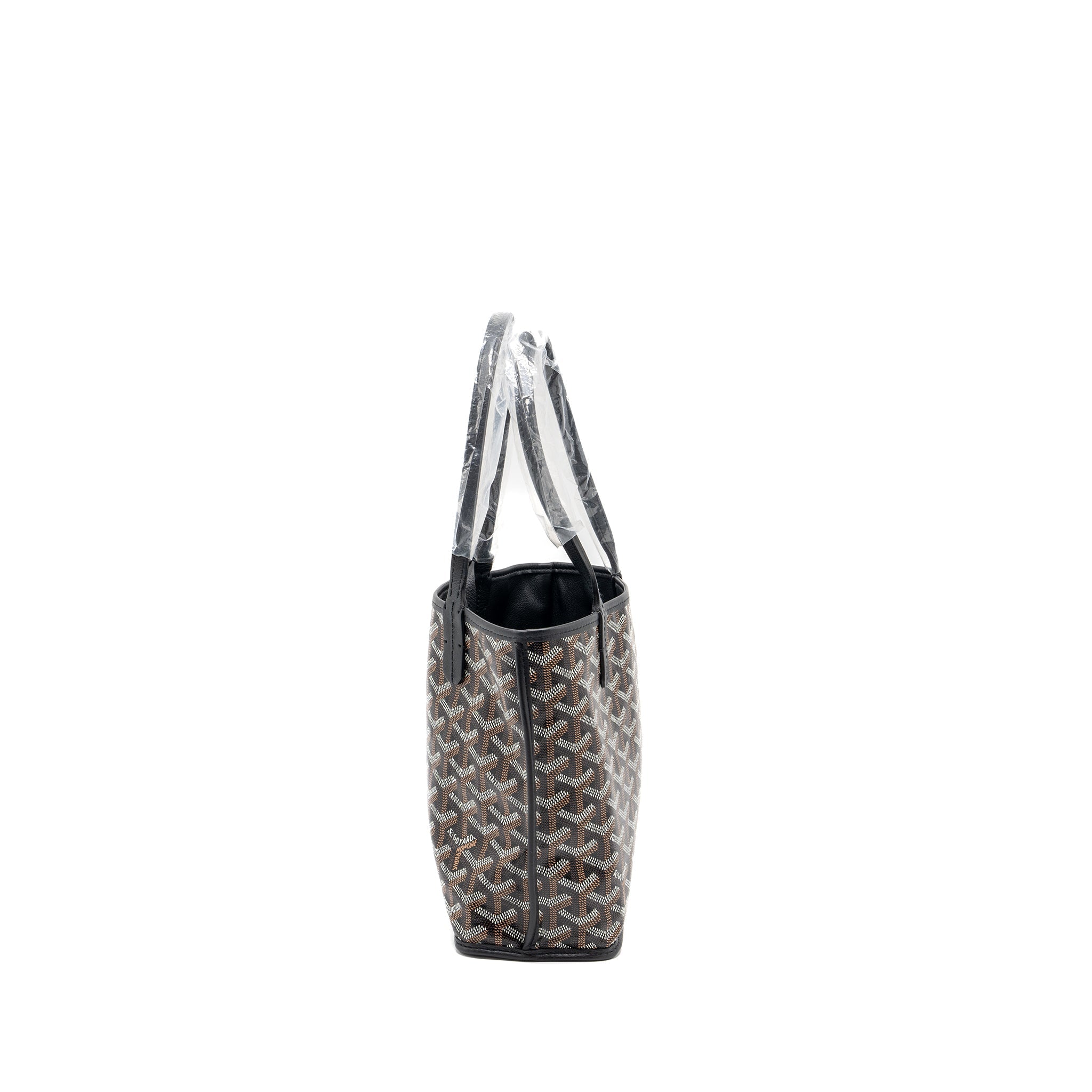 GOYARD ANJOU MINI TOTE BAG GOYARDINE CANVAS/CALFSKIN BLACK SHW