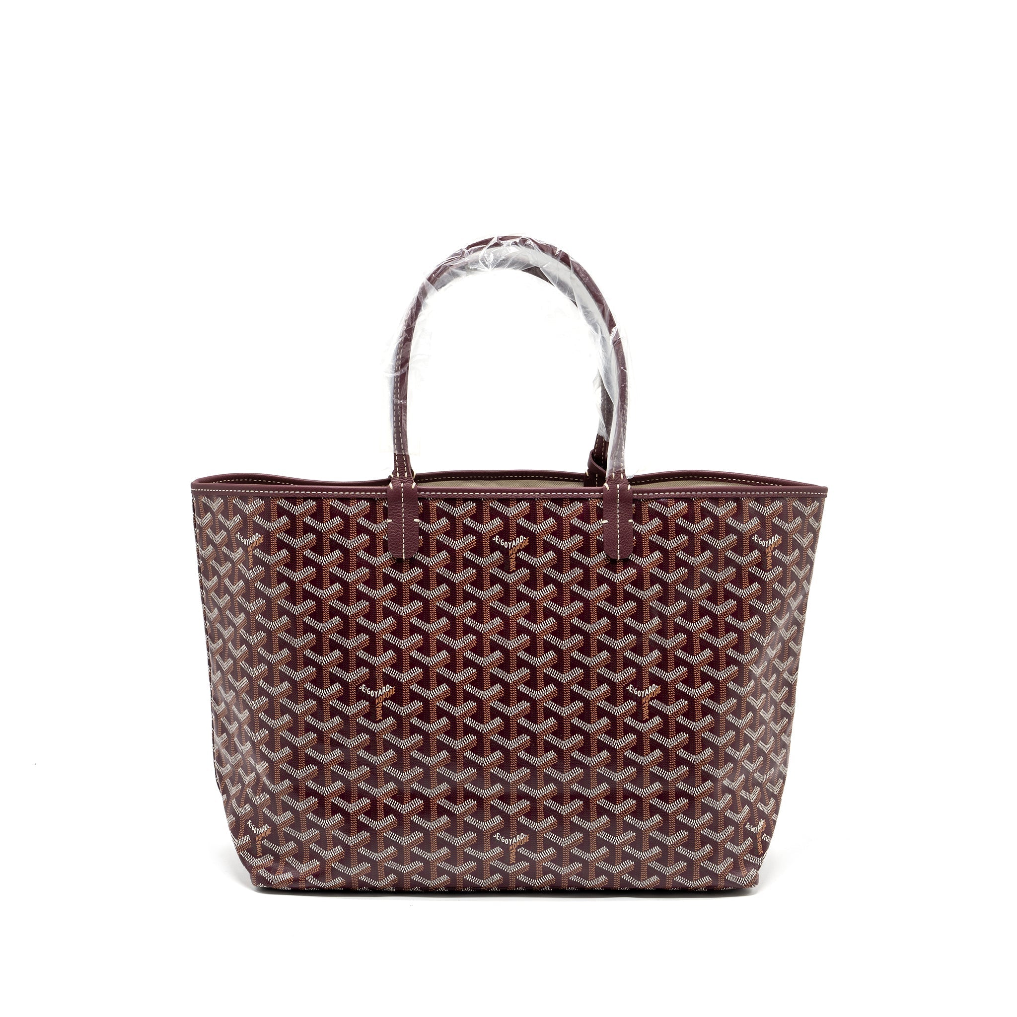 GOYARD SAINT LOUIS PM TOTE BAG GOYARDLINE CANVAS/CALFSKIN BURGUNDY SHW