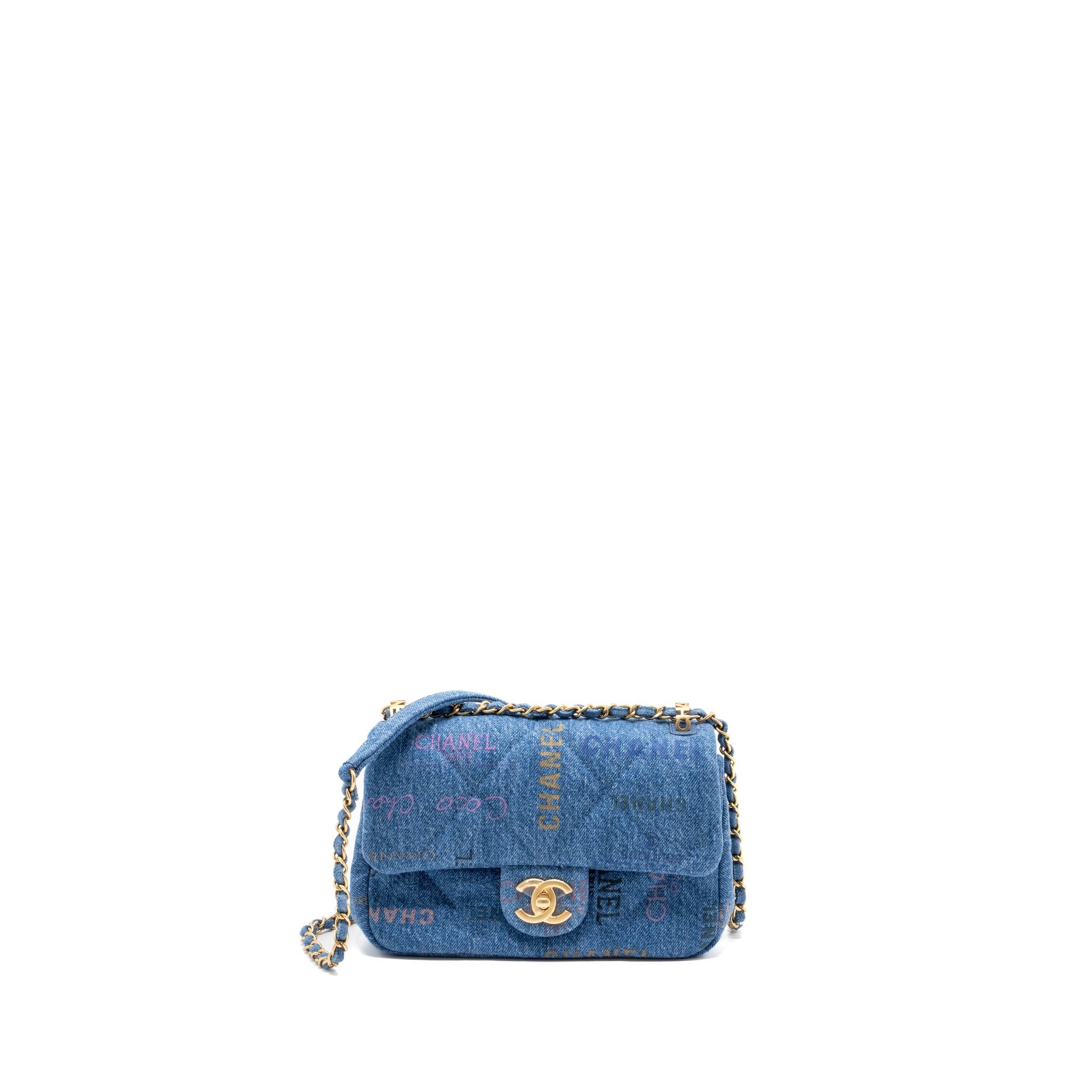 CHANEL 22P DENIM FLAP BAG DENIM BLUE BRUSHED GHW (MICROCHIP)