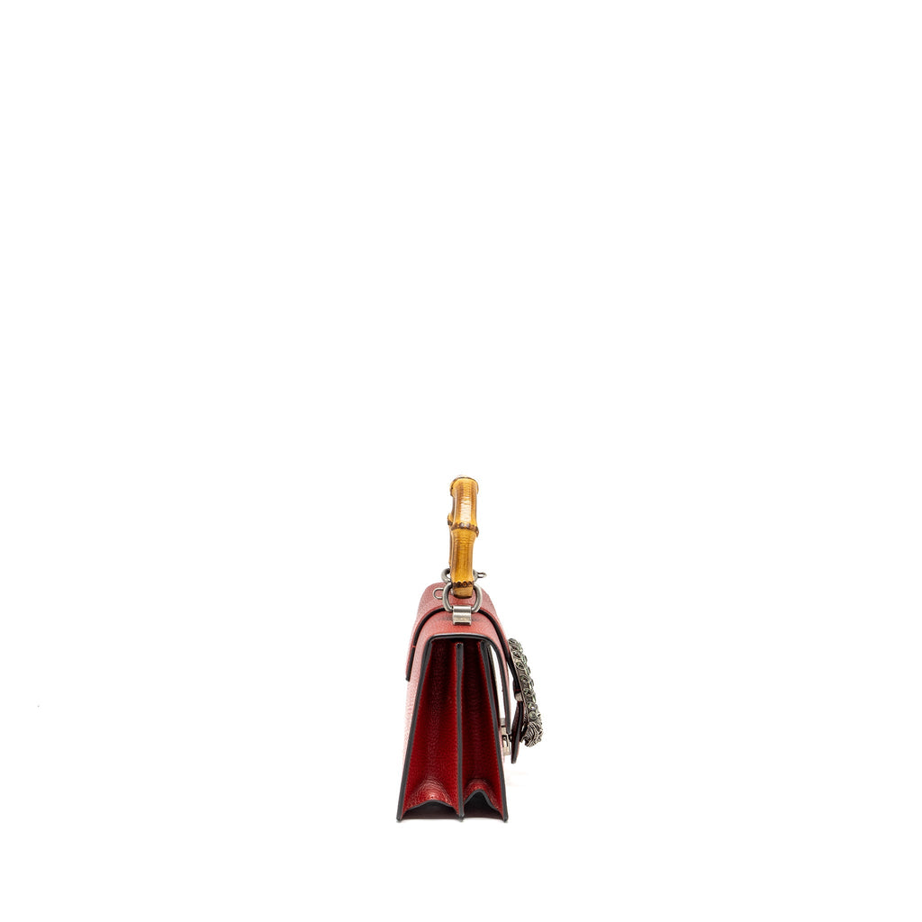 GUCCI DIONYSUS SMALL BAMBOO HANDLE BAG CALFSKIN RED SHW