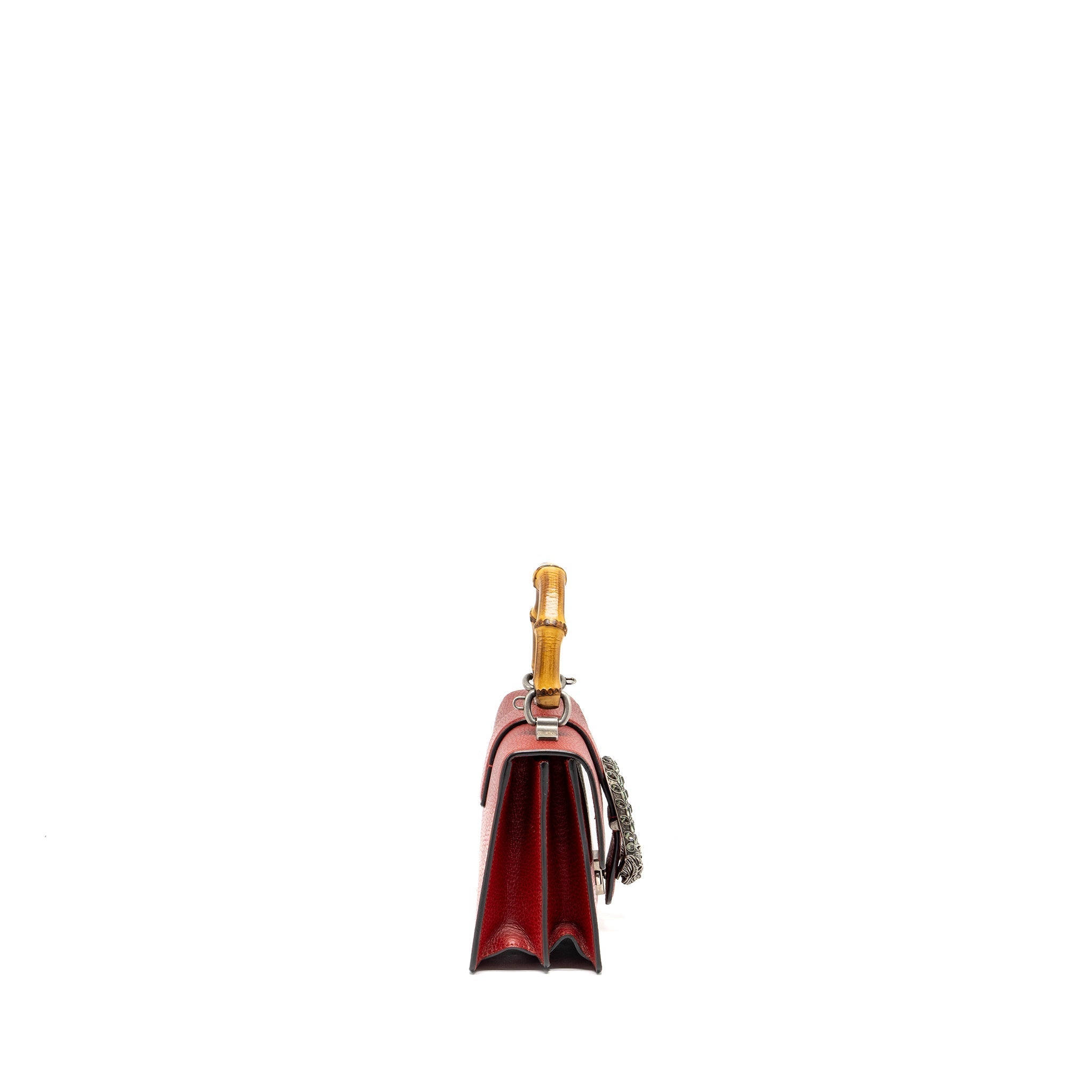 GUCCI DIONYSUS SMALL BAMBOO HANDLE BAG CALFSKIN RED SHW