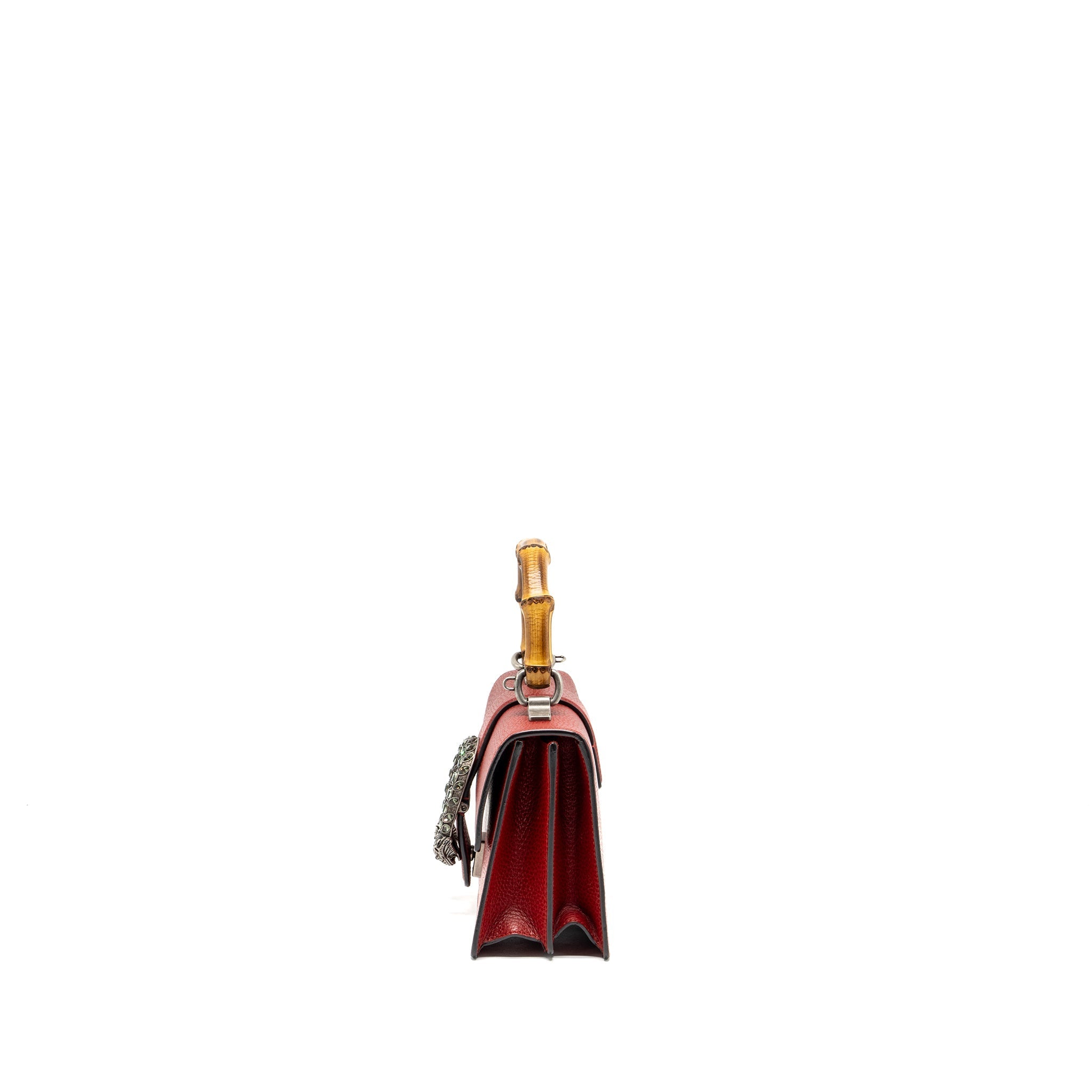 GUCCI DIONYSUS SMALL BAMBOO HANDLE BAG CALFSKIN RED SHW