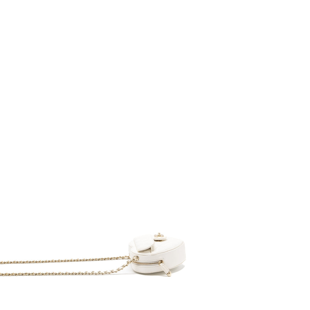 CHANEL 22S SMALL HEART BAG LAMBSKIN WHITE LGHW