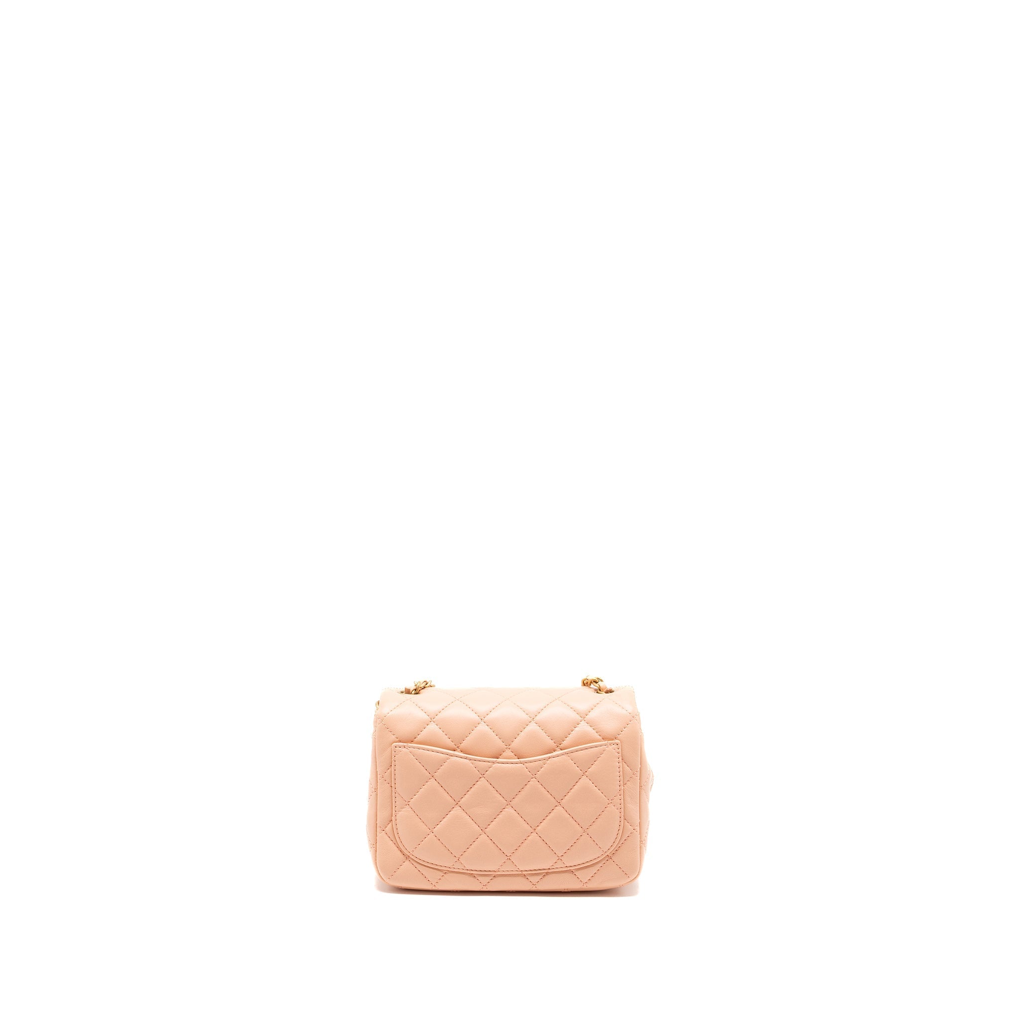 CHANEL PEARL CRUSH MINI SQUARE FLAP BAG LAMBSKIN LIGHT PINK GHW (MICROCHIP)