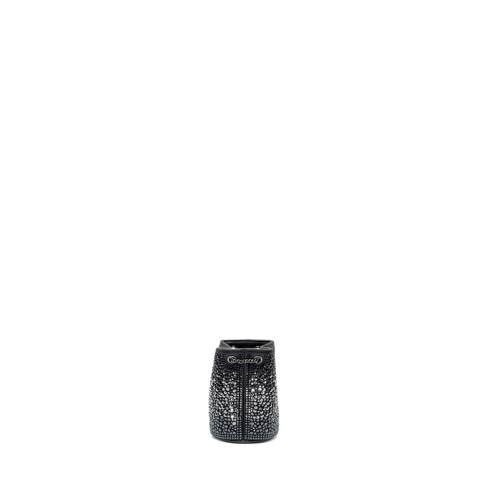 CHANEL SUPER MINI CRYSTAL STUDDED CLUTCH WITH CHAIN LAMBSKIN BLACK RUTHENIUM HARDWARE