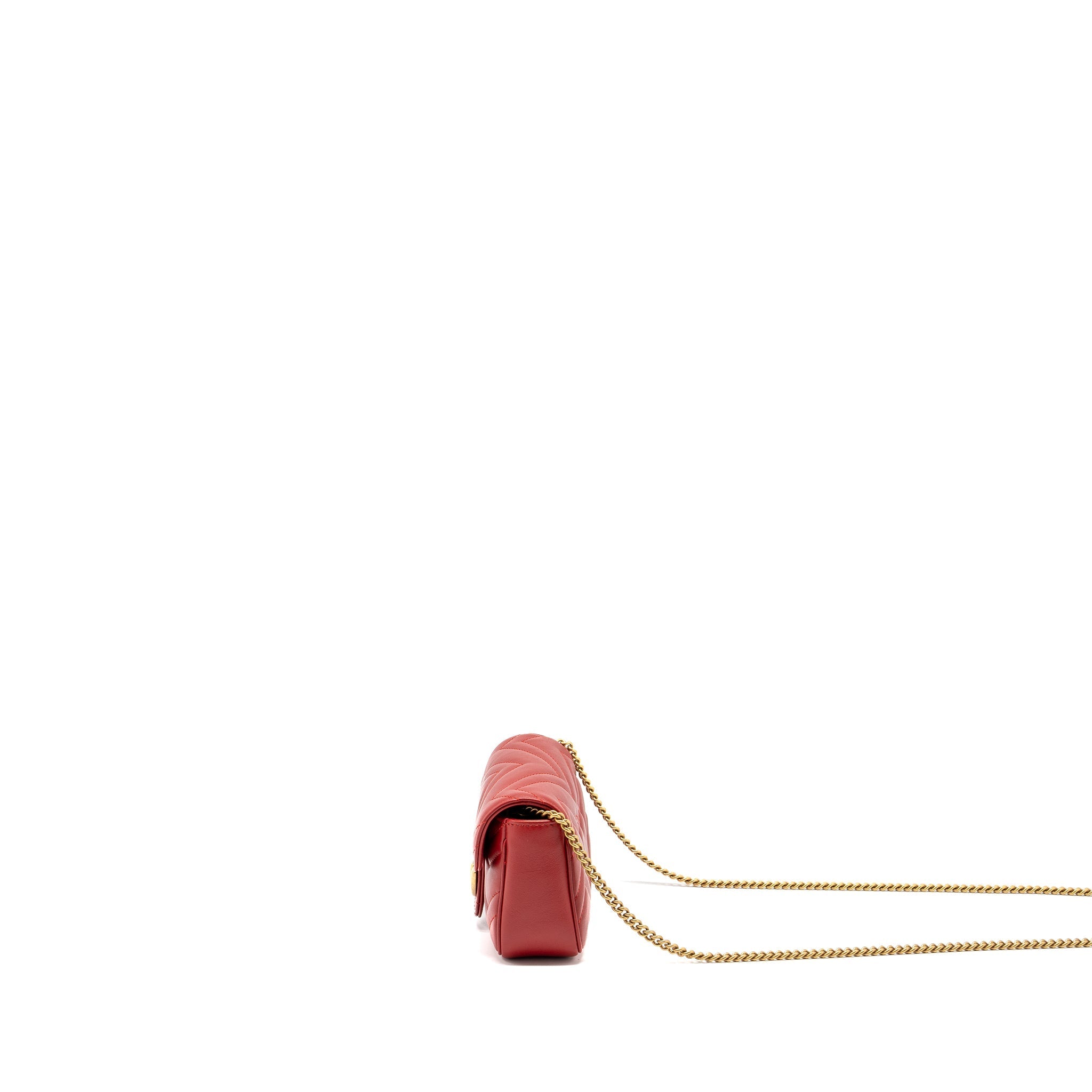 GUCCI SUPER MINI GG MARMONT CALFSKIN RED GHW