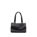 CHANEL VINTAGE CHOCOLATE BAR BARREL HANDBAG LAMBSKIN BLACK GHW