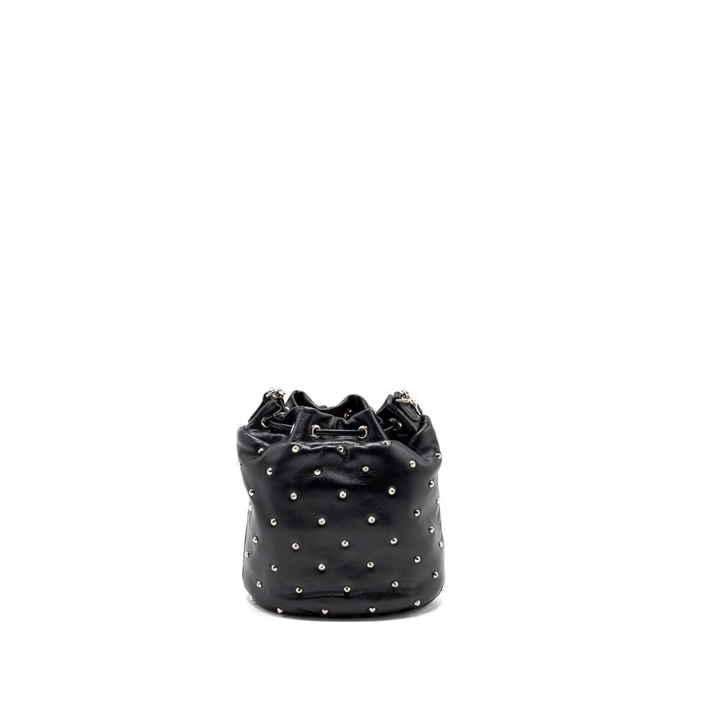 MIU MIU SMALL BUCKET BAG STUDDED NAPPA LAMBSKIN BLACK SHW
