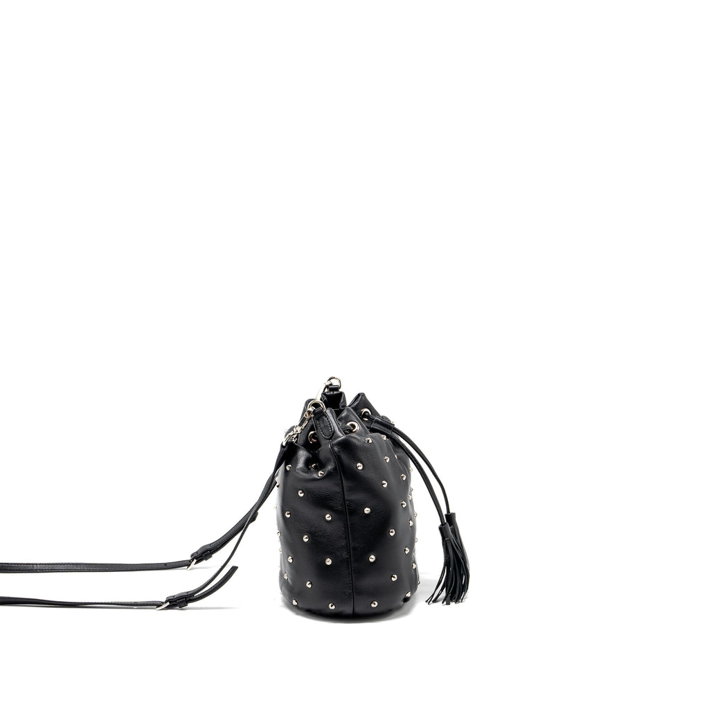 MIU MIU SMALL BUCKET BAG STUDDED NAPPA LAMBSKIN BLACK SHW