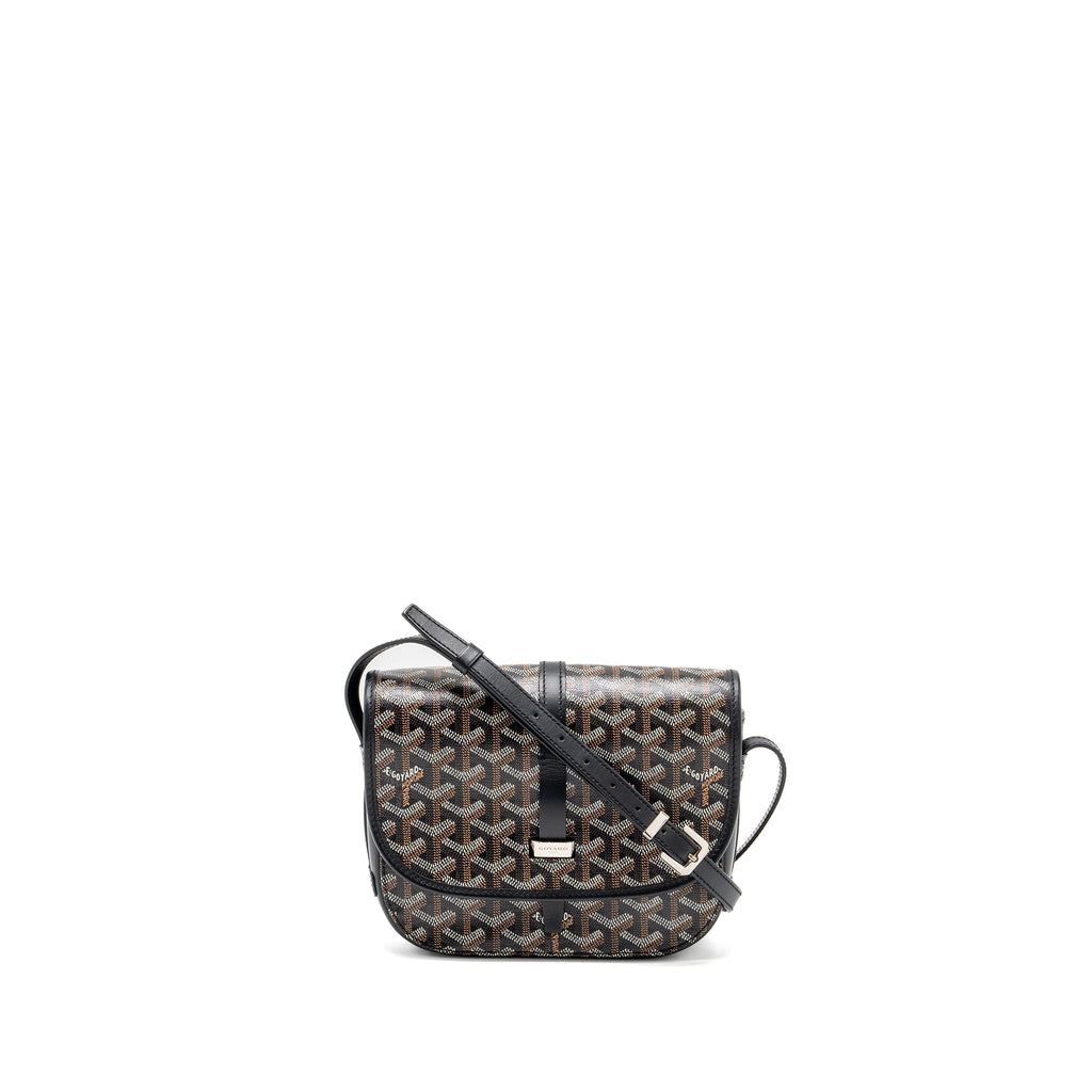GOYARD BELVEDERE PM MESSENGER BAG GOYARDLINE CANVAS / CALFSKIN BLACK SHW