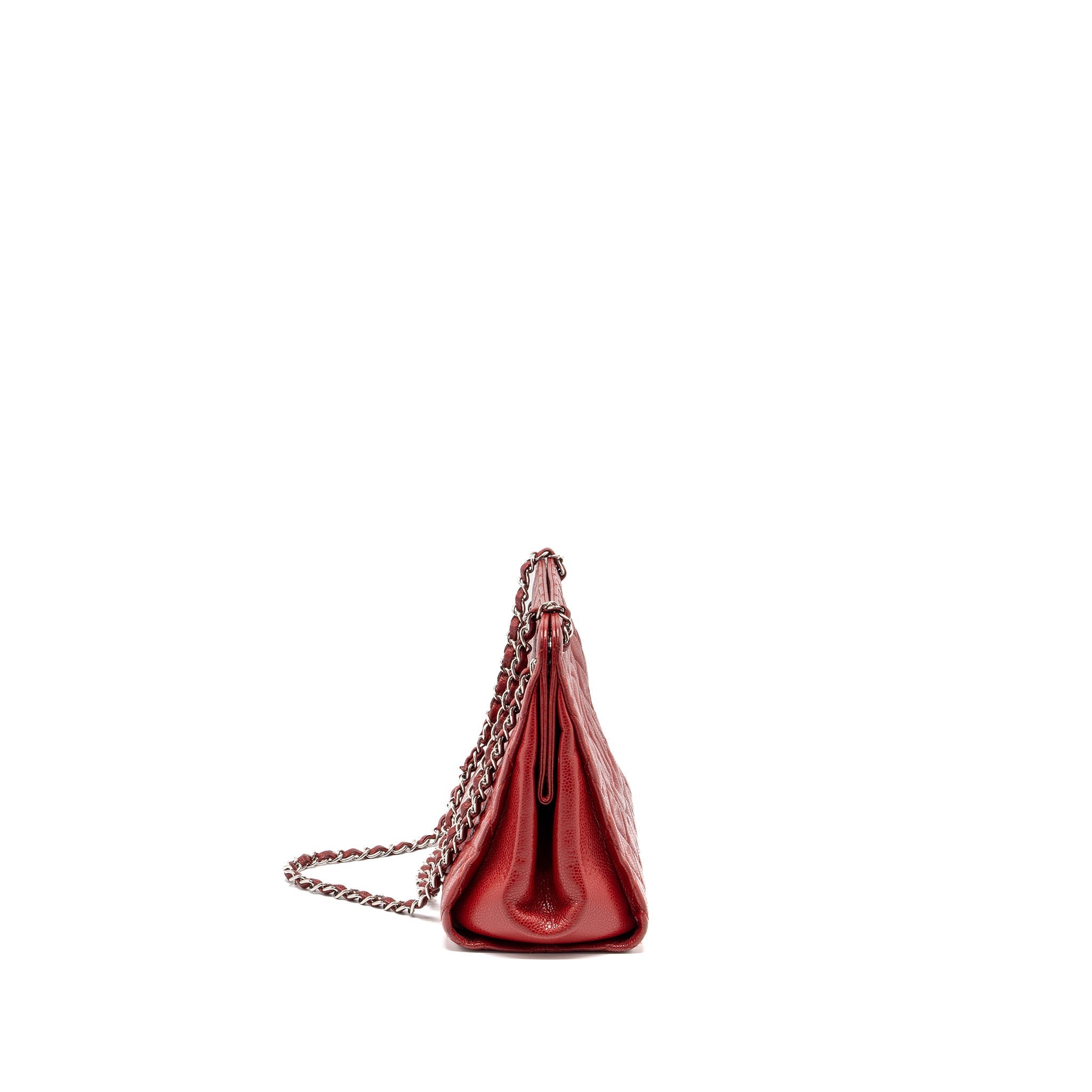 CHANEL CHAIN SHOPPING TOTE BAG CAVIAR RED SHW