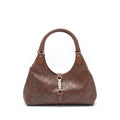 GUCCI VINTAGE JACKIE BAG GG SUPREME CALFSKIN BROWN GHW