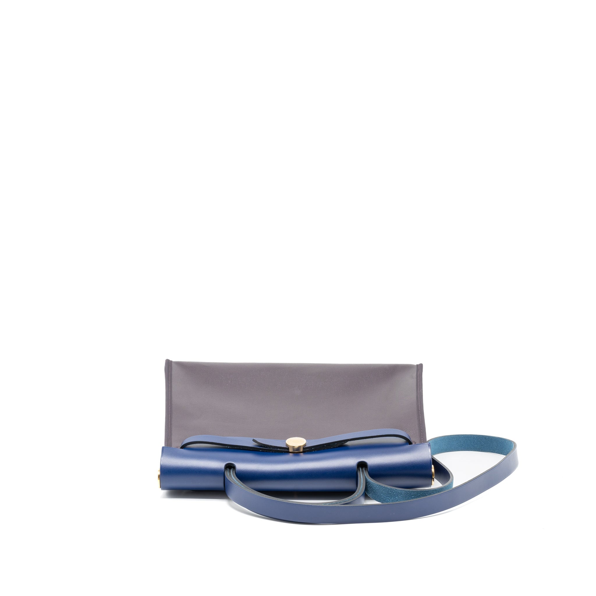 HERMES HERBAG ZIP 31 BAG TOILE H BERLINE CANVAS/VACHE HUNTER CASSIS/BLACK/BLUE SAPHIR GHW