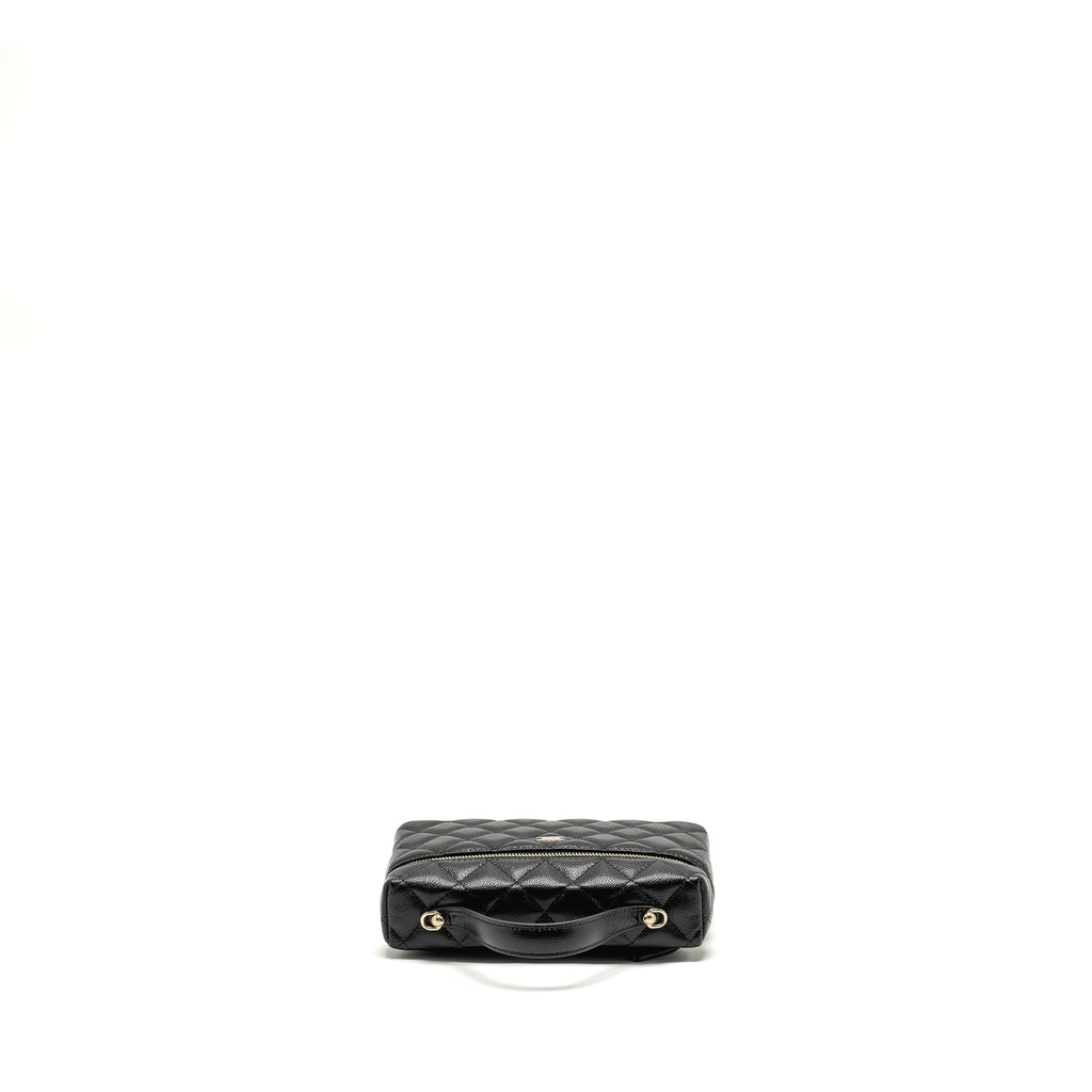 CHANEL 25P CC TOP HANDLE VANITY WITH CHAIN CAVIAR BLACK LGHW (MICROCHIP)