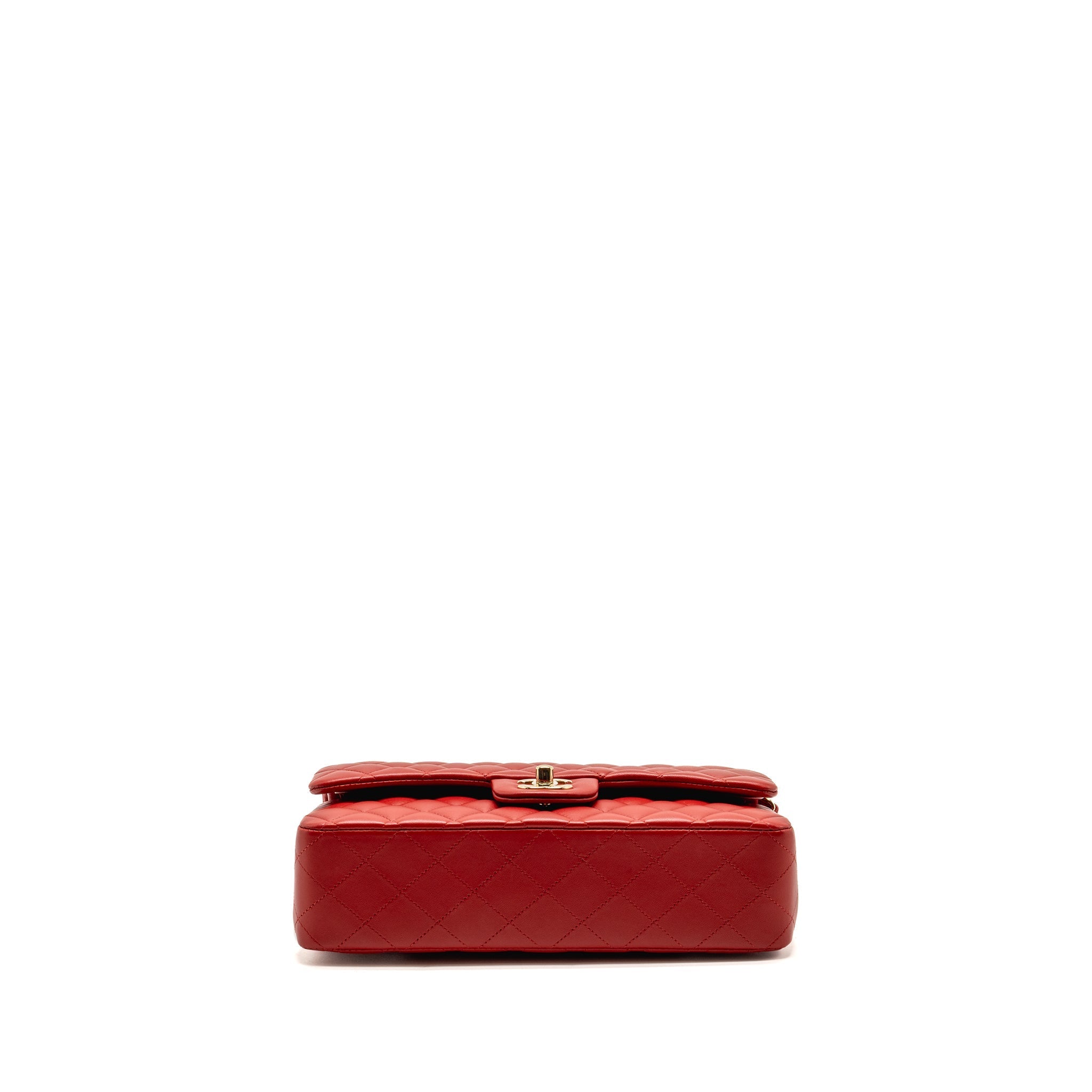 CHANEL MEDIUM CLASSIC DOUBLE FLAP BAG LAMBSKIN RED LGHW