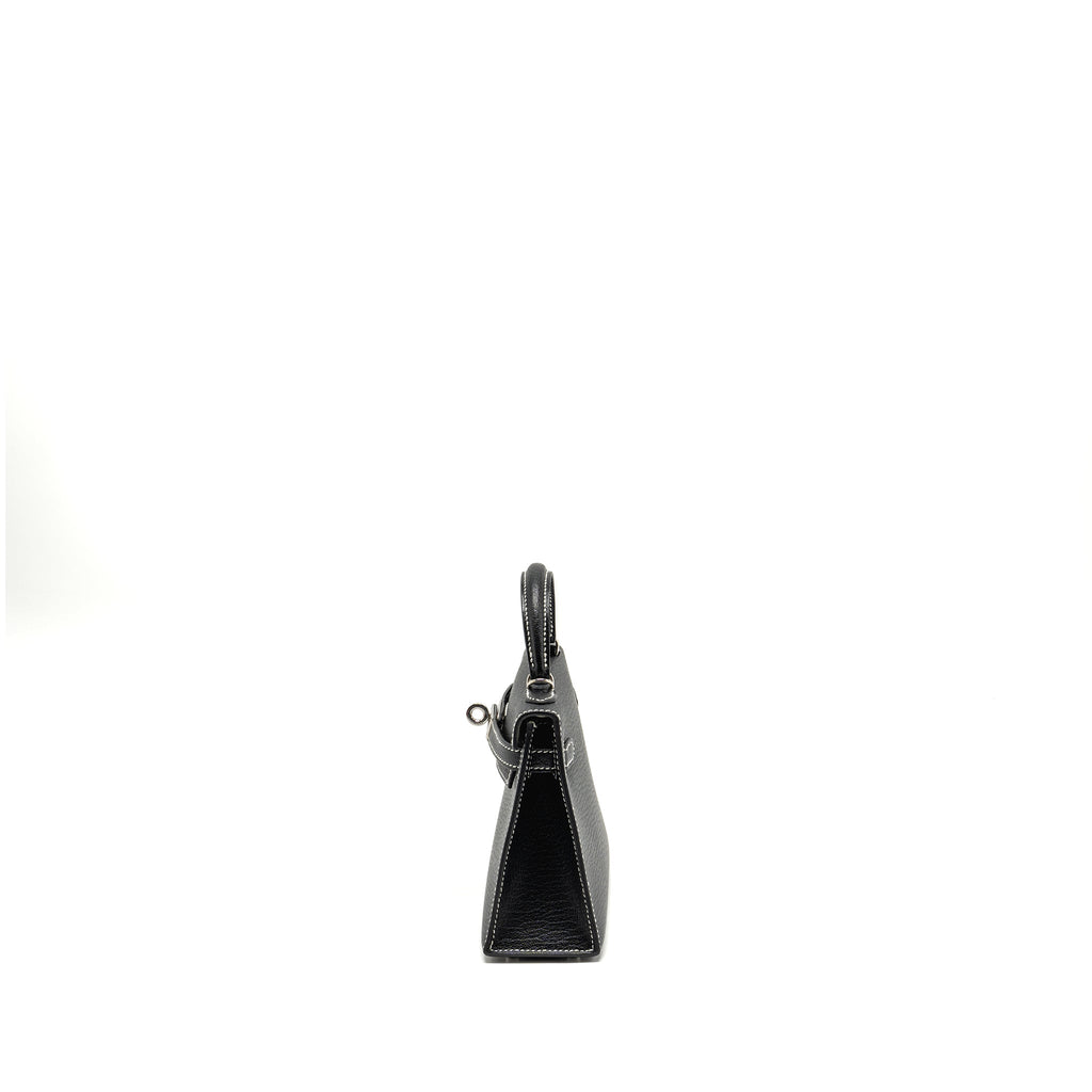 HERMES MINI KELLY II SPECIAL ORDER CHEVRE MYSORE BLACK / GRIS PERLE SHW