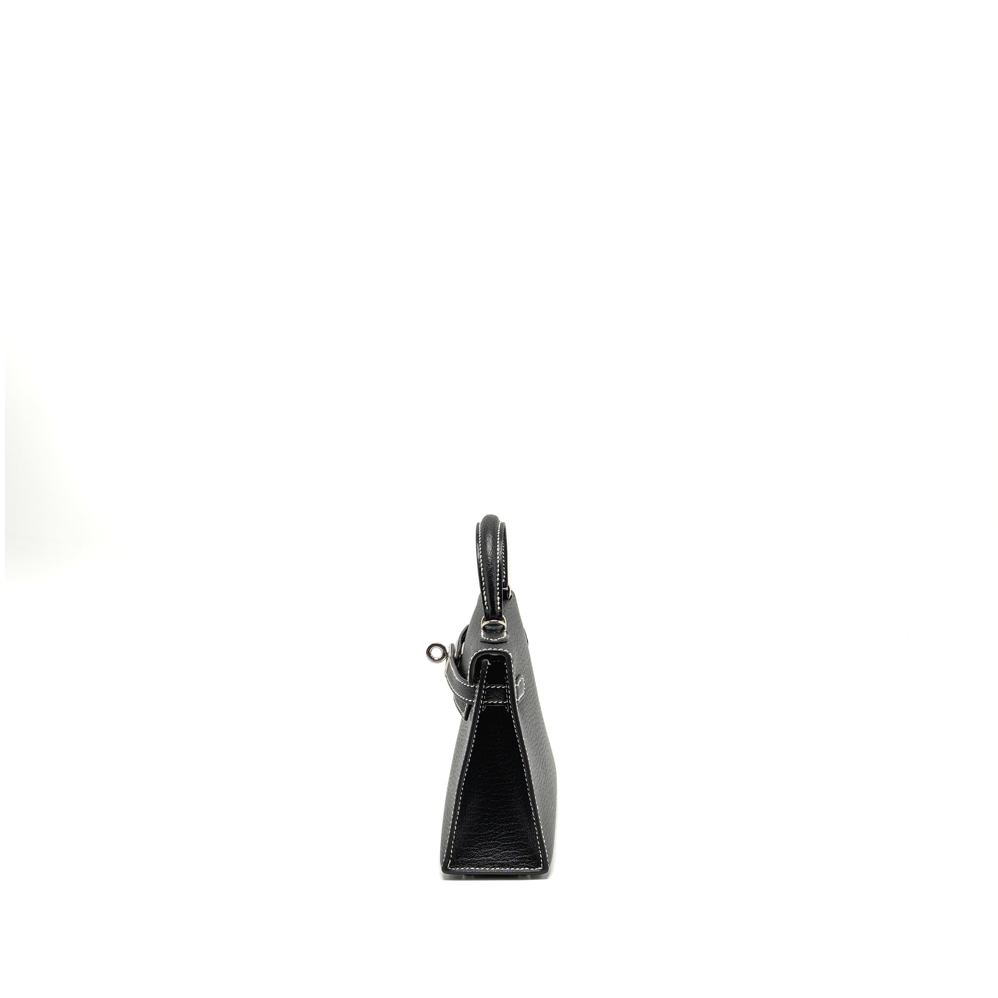 HERMES MINI KELLY II SPECIAL ORDER CHEVRE MYSORE BLACK / GRIS PERLE SHW