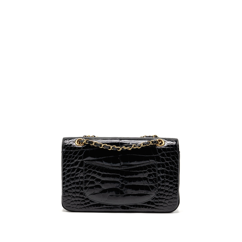 CHANEL MEDIUM CLASSIC DOUBLE FLAP BAG ALLIGATOR MISSISSIPPIENSIS BLACK GHW