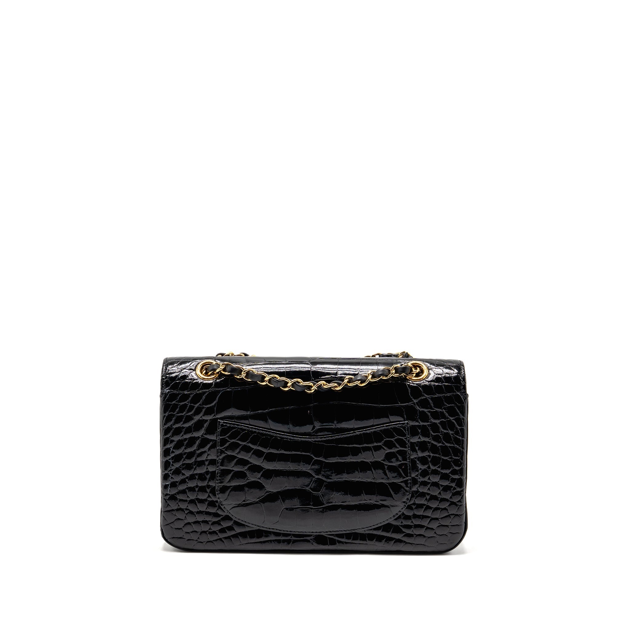 CHANEL MEDIUM CLASSIC DOUBLE FLAP BAG ALLIGATOR MISSISSIPPIENSIS BLACK GHW