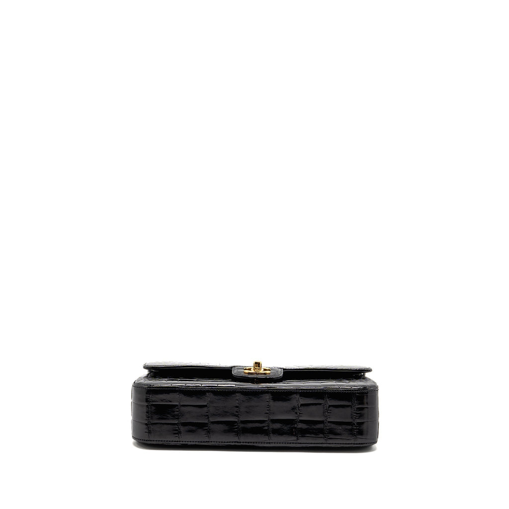 CHANEL MEDIUM CLASSIC DOUBLE FLAP BAG ALLIGATOR MISSISSIPPIENSIS BLACK GHW