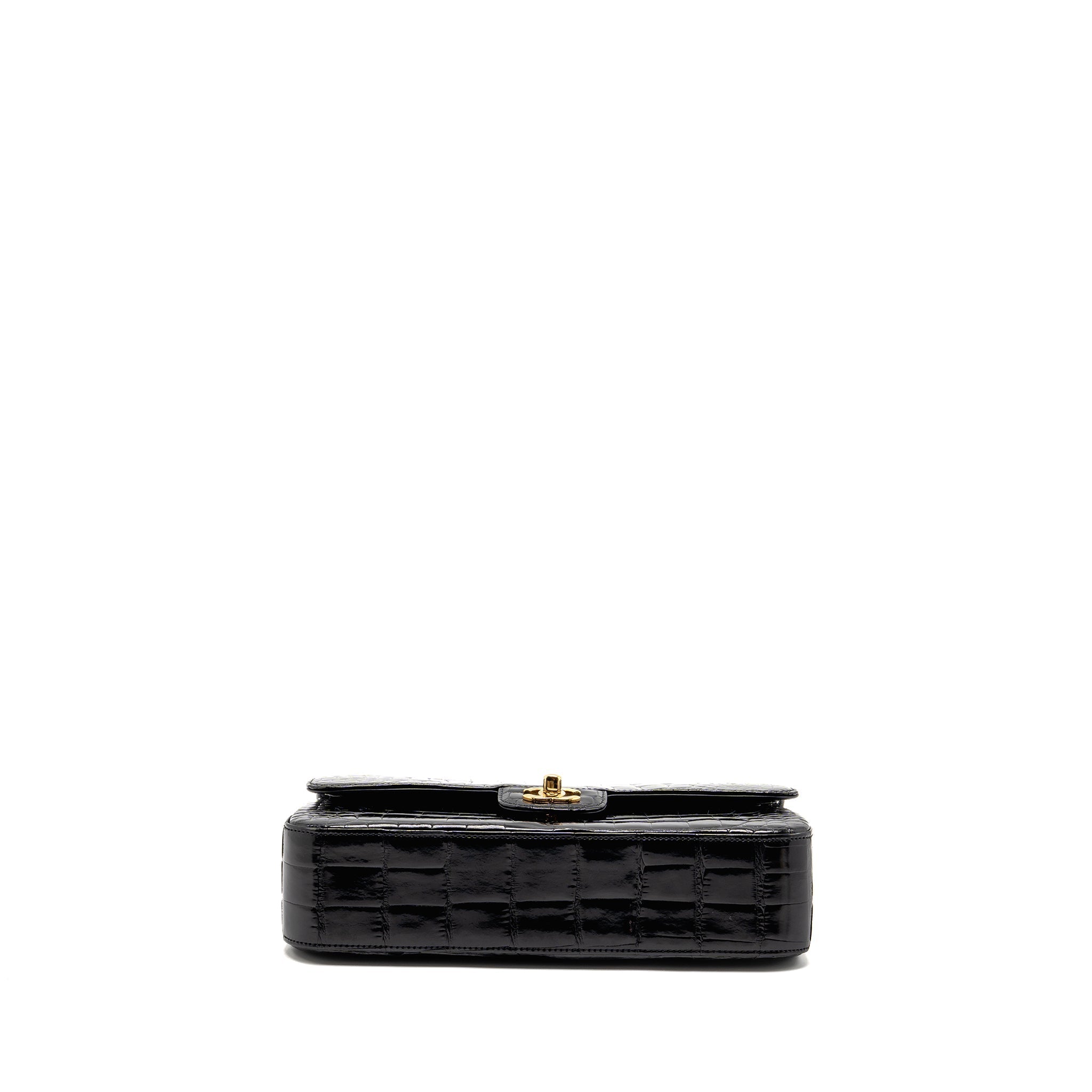 CHANEL MEDIUM CLASSIC DOUBLE FLAP BAG ALLIGATOR MISSISSIPPIENSIS BLACK GHW