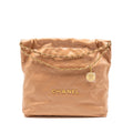 CHANEL MEDIUM 22 BAG SHINY CALFSKIN LIGHT BEIGE GHW (MICROCHIP)