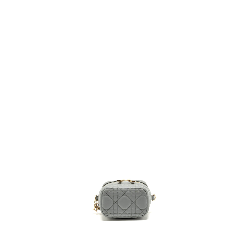 DIOR MICRO LADY DIOR VANITY CASE LAMBSKIN BLUE LGHW