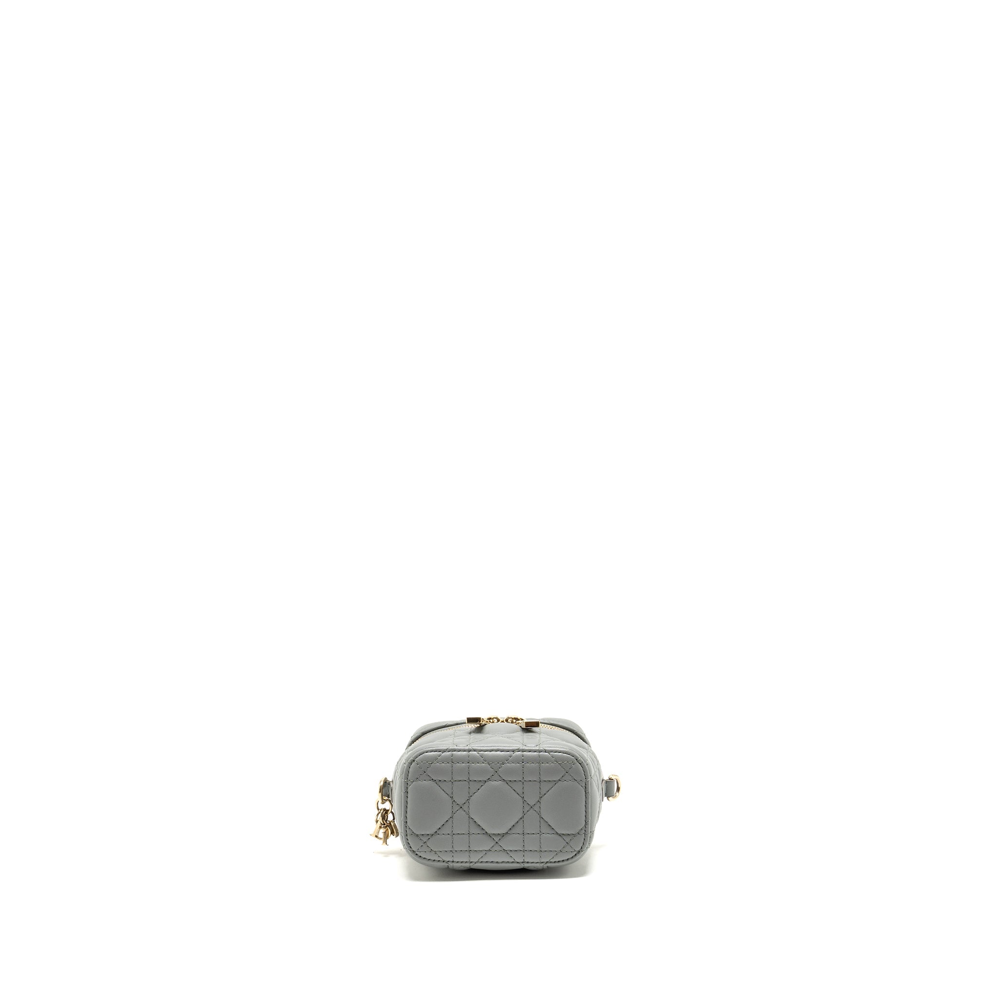 DIOR MICRO LADY DIOR VANITY CASE LAMBSKIN BLUE LGHW