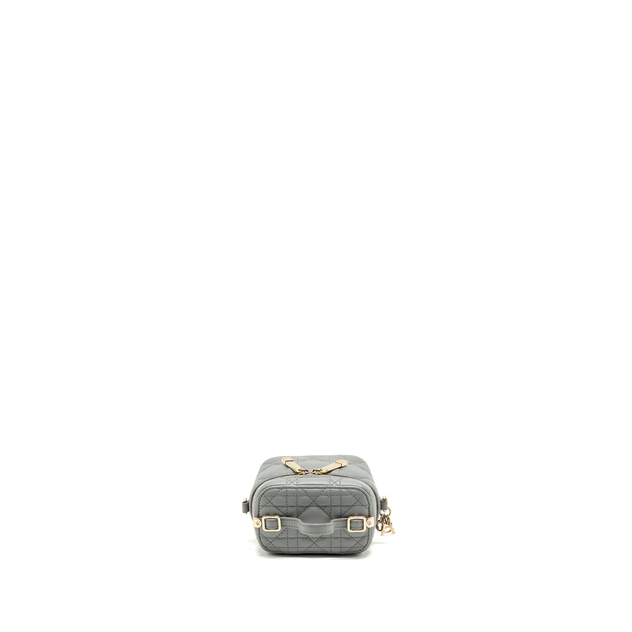 DIOR MICRO LADY DIOR VANITY CASE LAMBSKIN BLUE LGHW