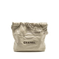 CHANEL SMALL 22 SHINY CALFSKIN LIGHT GREY SHW (MICROCHIP)
