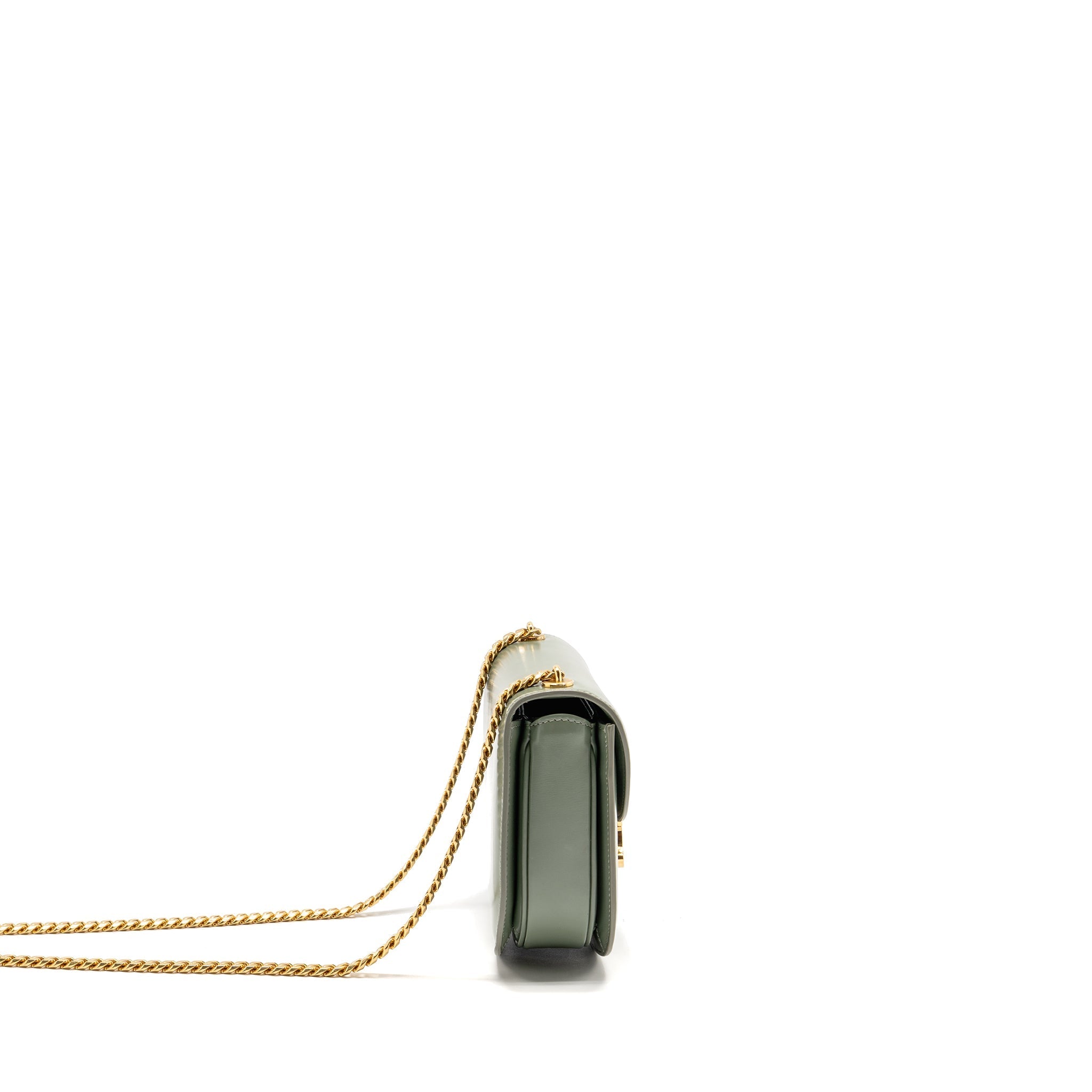 CELINE BESACE CLEA TRIOMPHE CHAIN BAG SHINY CALFSKIN GREEN GHW