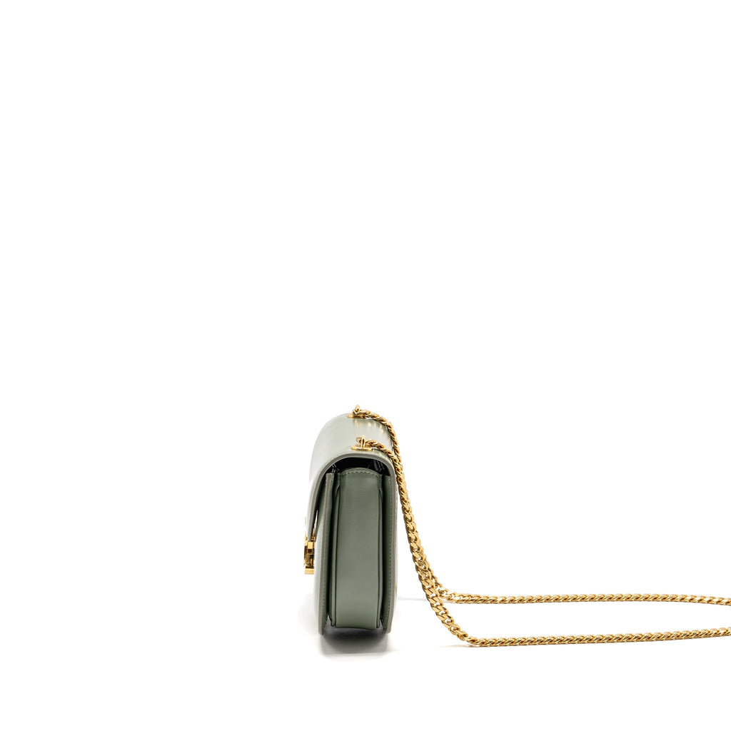 CELINE BESACE CLEA TRIOMPHE CHAIN BAG SHINY CALFSKIN GREEN GHW