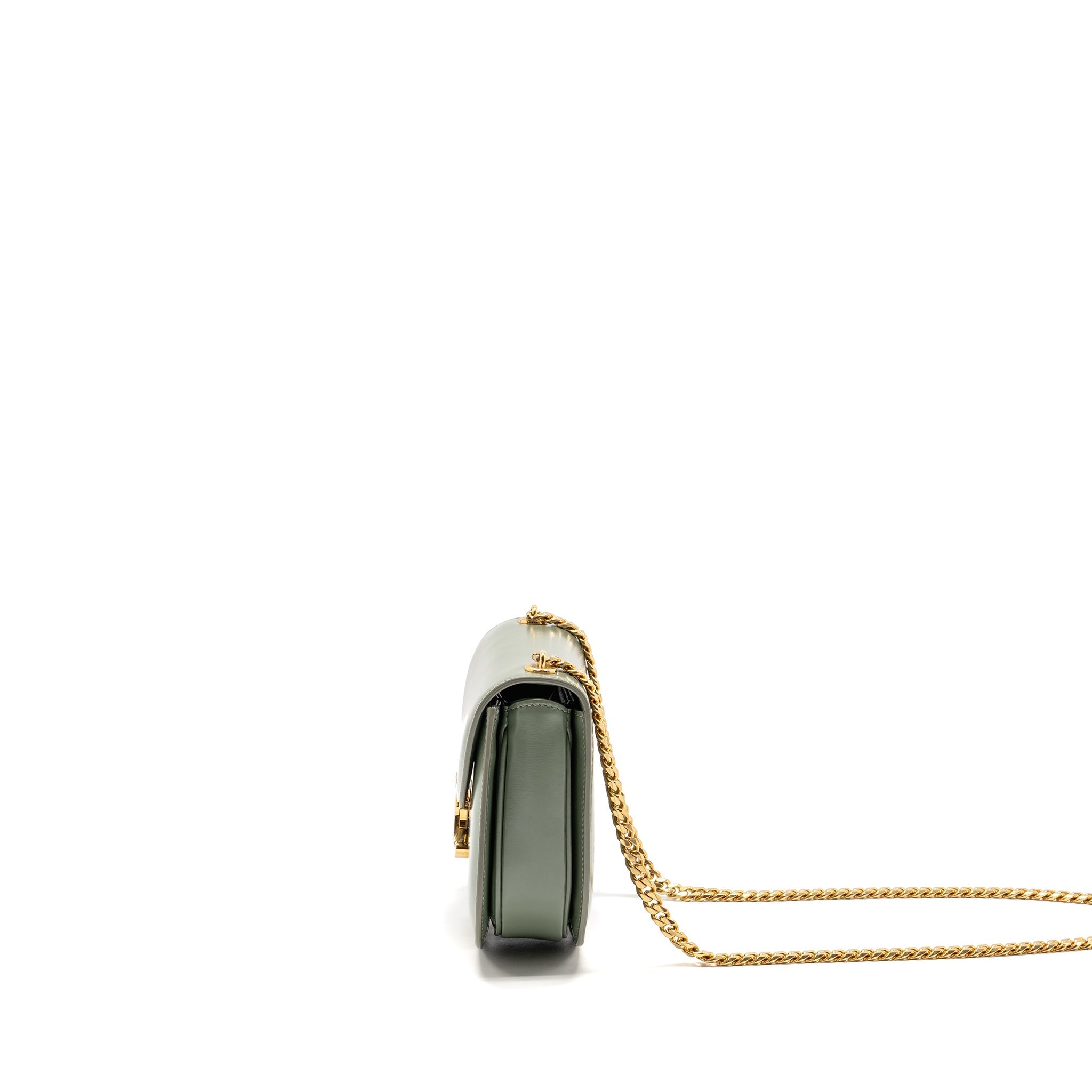 CELINE BESACE CLEA TRIOMPHE CHAIN BAG SHINY CALFSKIN GREEN GHW