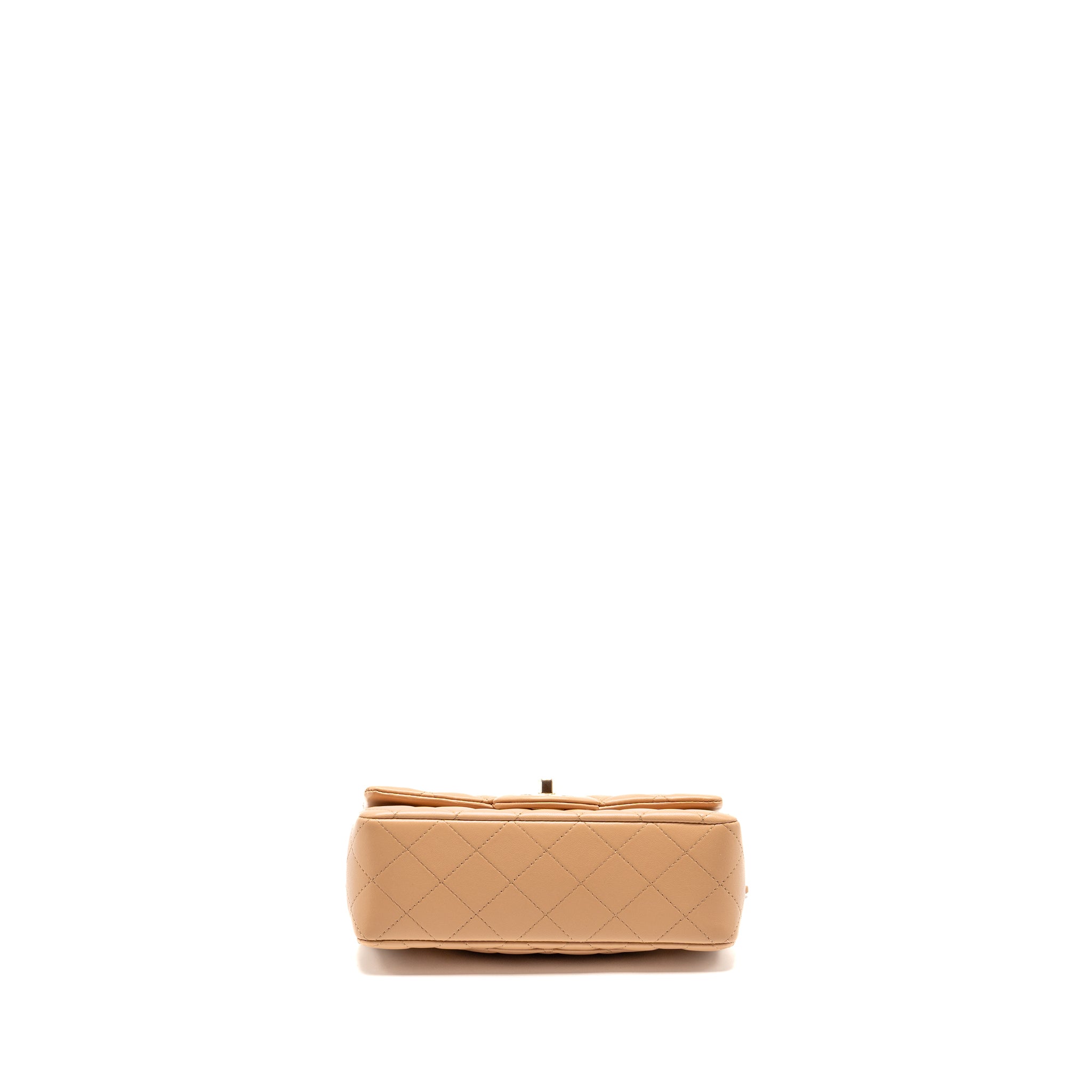 CHANEL TOP HANDLE MINI RECTANGULAR LAMBSKIN BEIGE LGHW (MICROCHIP)
