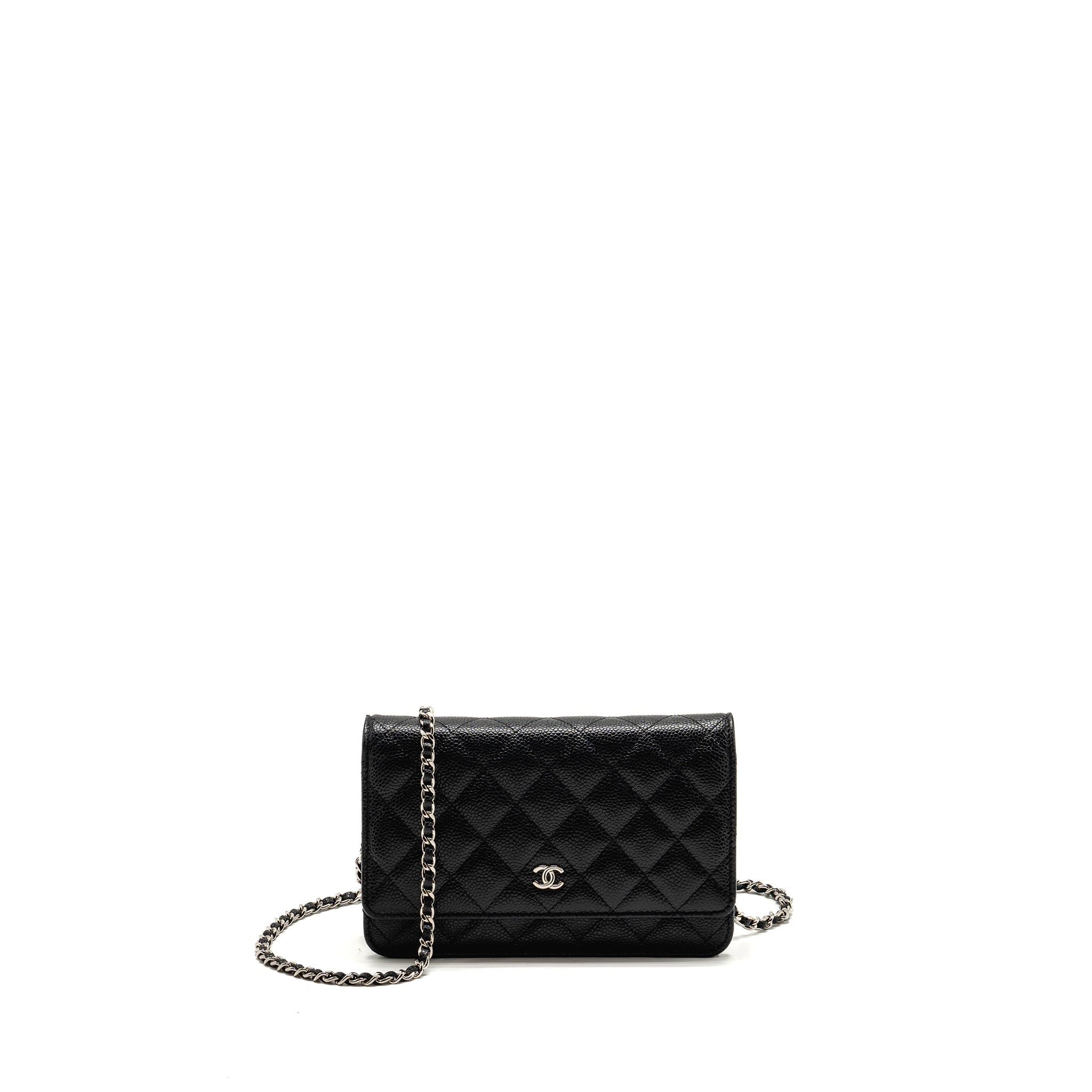 CHANEL CLASSIC WALLET ON CHAIN CAVIAR BLACK SHW (MICROCHIP)