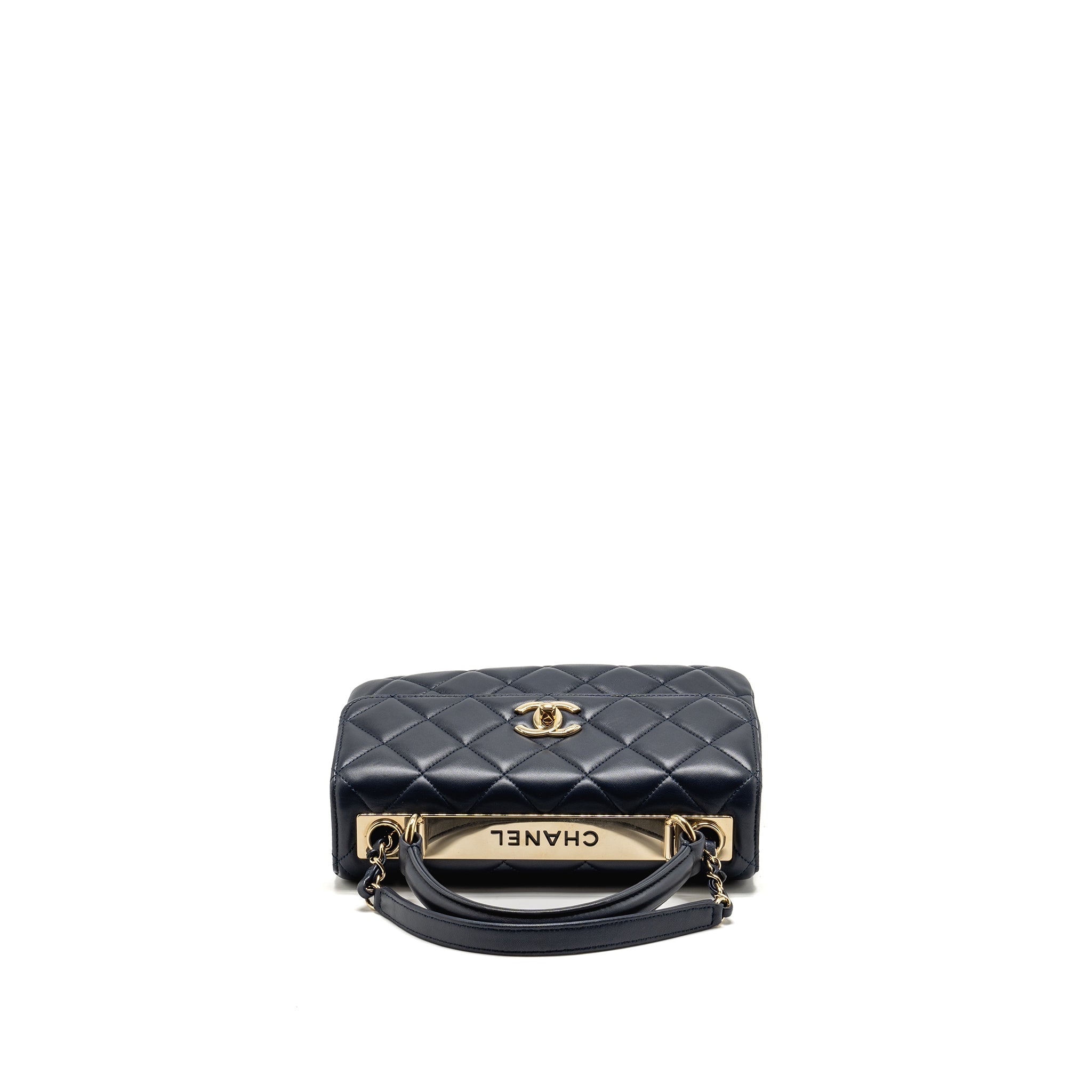 CHANEL SMALL TRENDY CC FLAP BAG LAMBSKIN BLUE LGHW