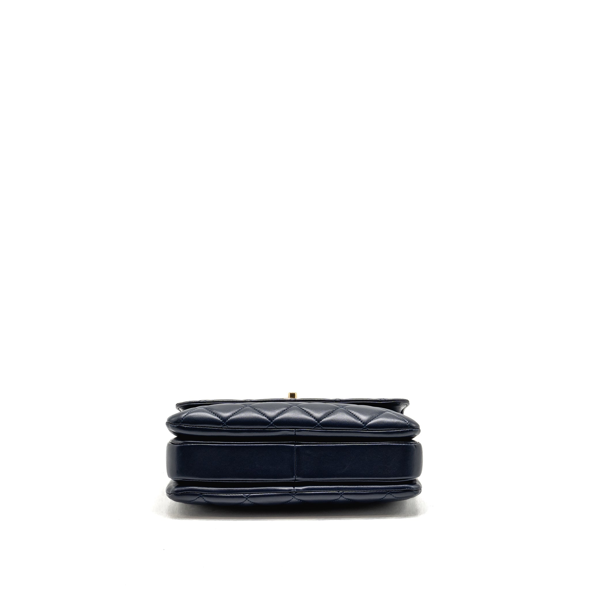 CHANEL SMALL TRENDY CC FLAP BAG LAMBSKIN BLUE LGHW