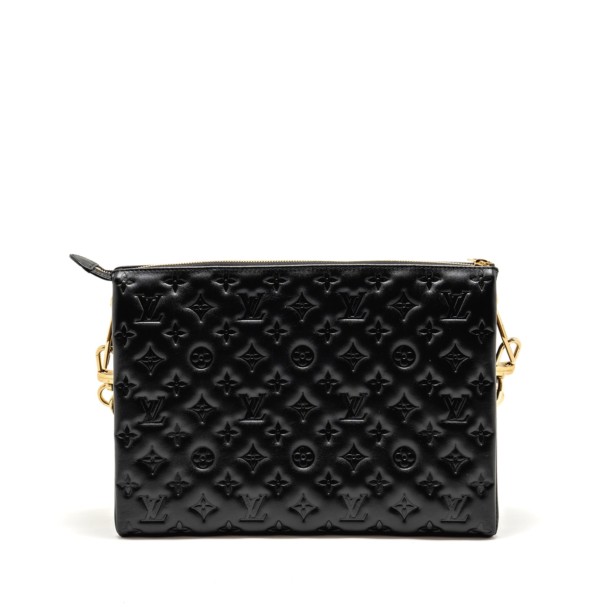 LOUIS VUITTON COUSSIN MM MONOGRAM-EMBOSSED PUFFY LAMBSKIN BLACK GHW