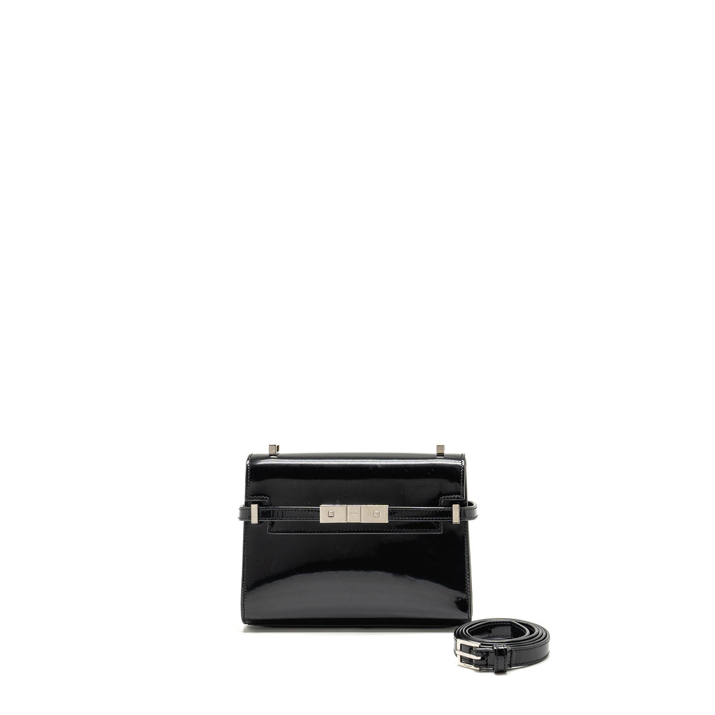 SAINT LAURENT MINI MANHATTAN SHOULDER BAG SHINY CALFSKIN BLACK SHW