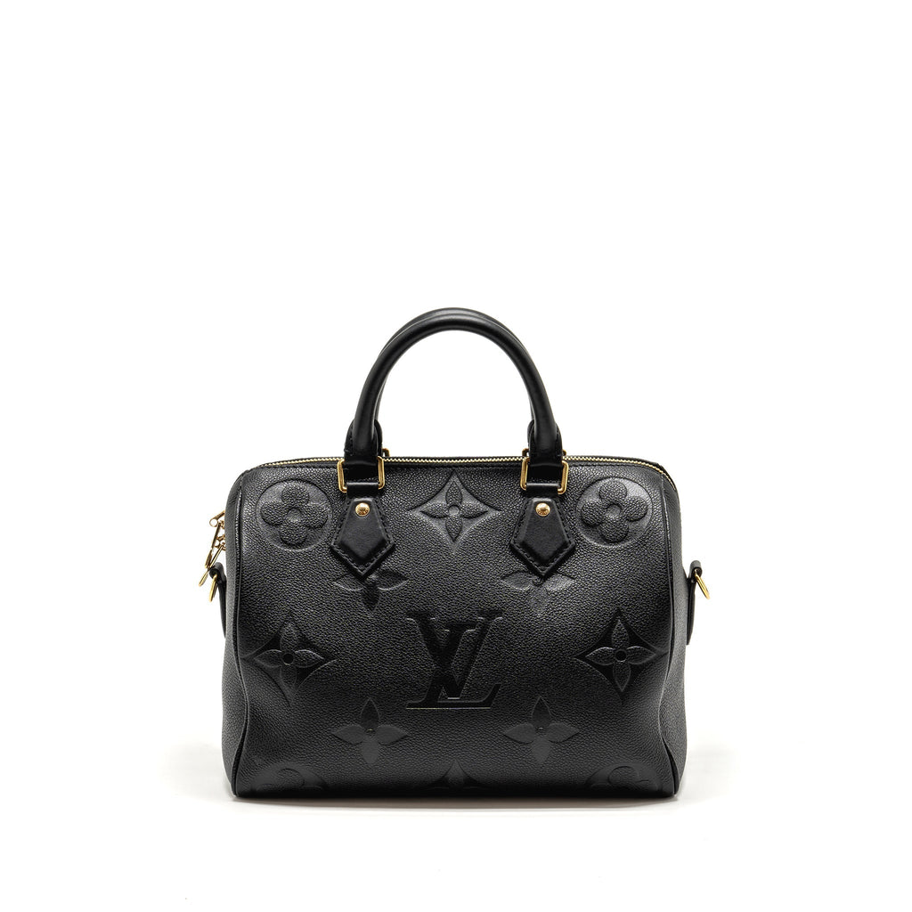 LOUIS VUITTON SPEEDY BANDOULIERE 25 MONOGRAM EMPREINTE LEATHER BLACK GHW